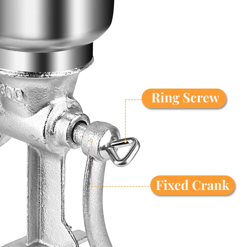 Cast Iron Manual Corn Grain Grinder - Adjustable Hand Crank Mill for Coffee Beans, Wheat, Nuts & Herbs | Portable Kitchen Tool for Home Baking, Camping & Emergency Preparedness