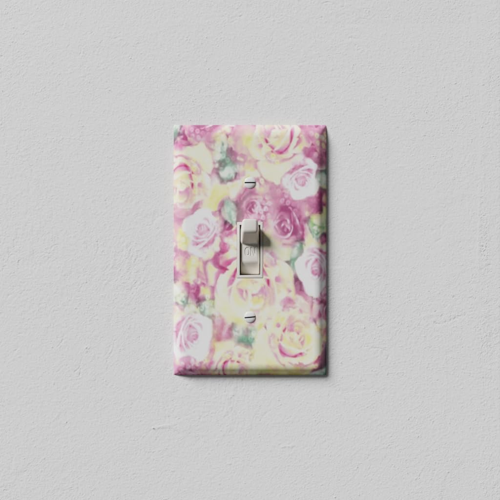 Yellow Pink Rose Light Switch Cover - Toggle Wall Plate for Home Decor
