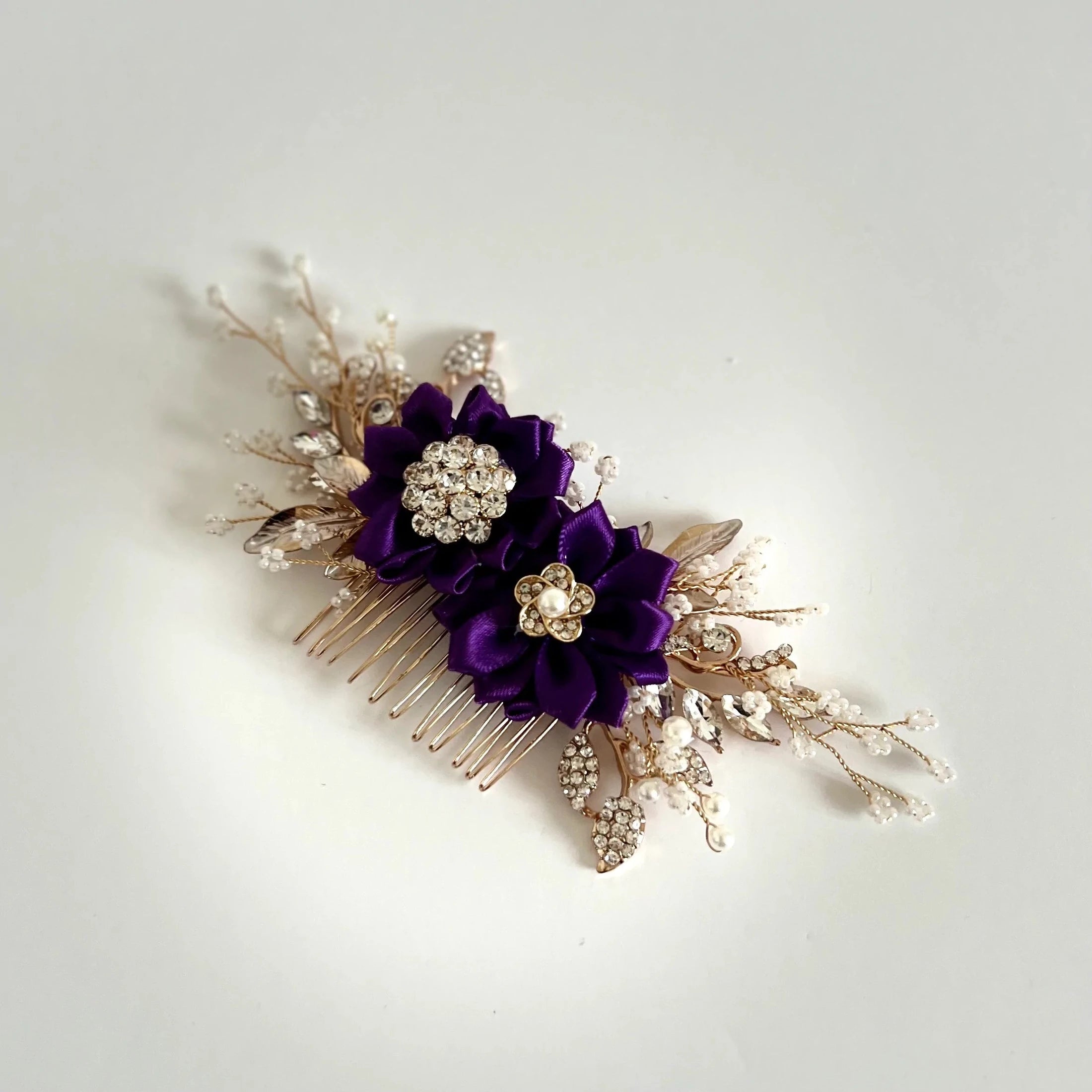 Elegant Floral Bridal Hair Comb - Wedding Hair Accessory with Flowers in All Colors (TT325) | Perfect for Brides, Bridesmaids & Special Occasions