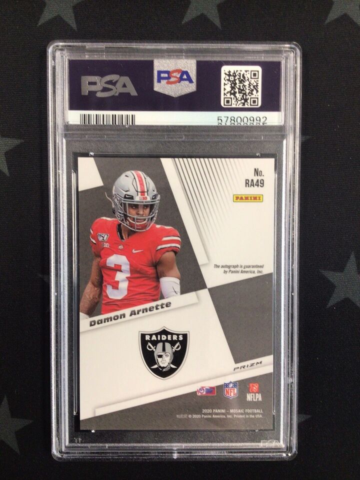 2020 Panini Mosaic Damon Arnette Rookie Auto Fusion Red CHC #RA49 PSA GEM MT 10 - Rare Football Trading Card for Collectors & Sports Fans - Perfect for Display, Investment & Memorabilia Collections