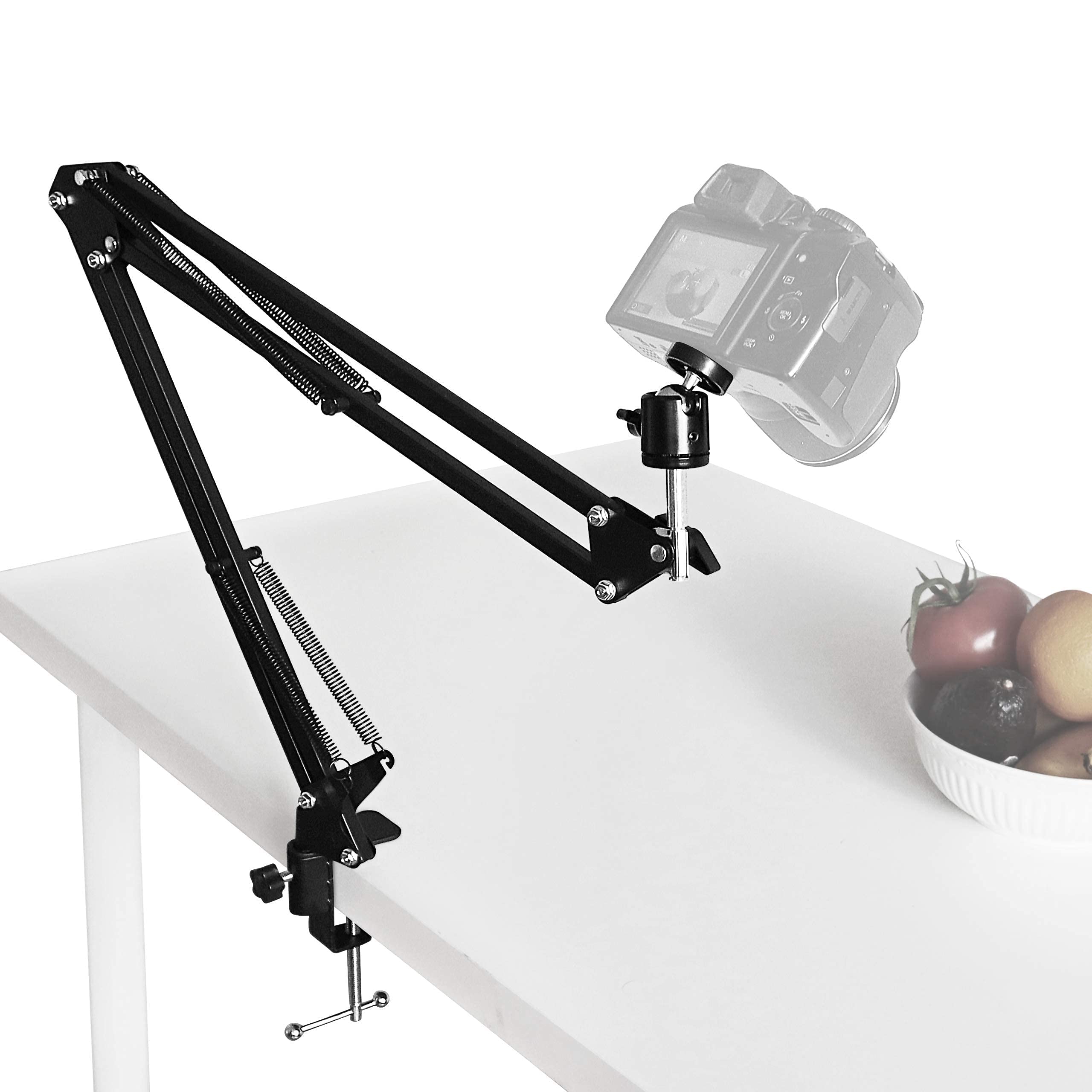 Flexible Overhead Phone Stand with Clamp - Adjustable Arm Mount for Live Streaming, Webcam, Video Recording - Perfect for TikTok, YouTube & Zoom Meetings