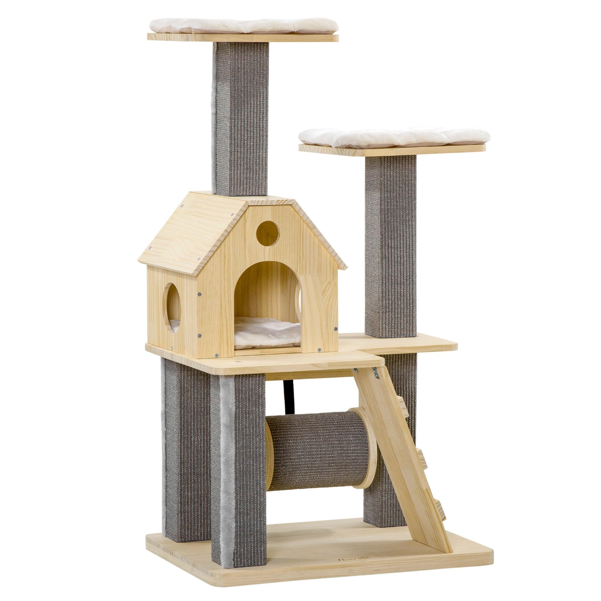 Premium Cat Tree for Indoor Cats - Modern Cat Tower with Scratching Posts, Cozy Perches, Spinning Toys & Ladder - Durable Cat Condo for Climbing, Scratching & Play - Perfect for Small Spaces, Apartments & Multi-Cat Homes