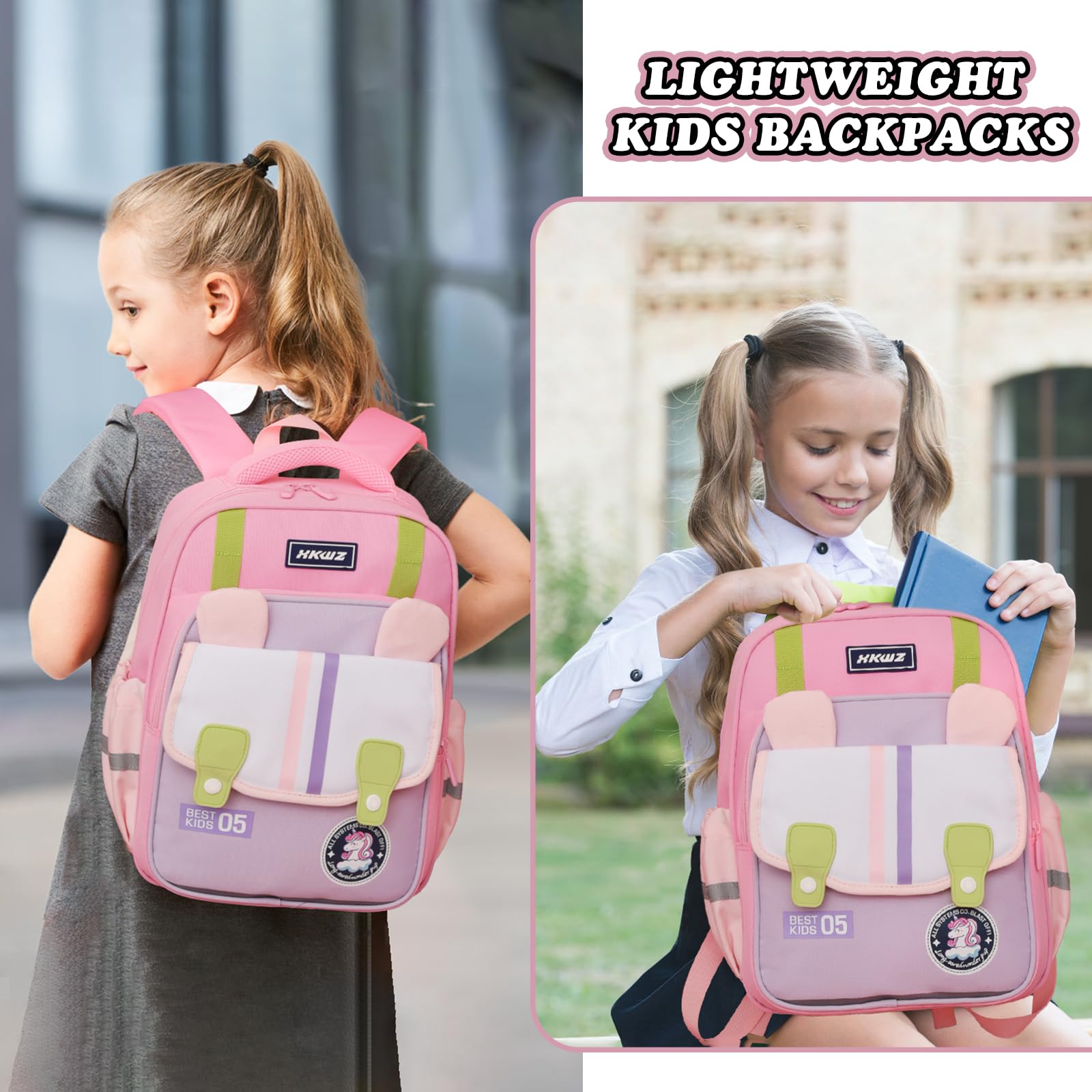 Digi4U Lightweight Kids Backpack for School - Pink Medium Size Backpack for Elementary Students, Girls & Boys | Perfect for Daily School Use, Travel & Outdoor Activities