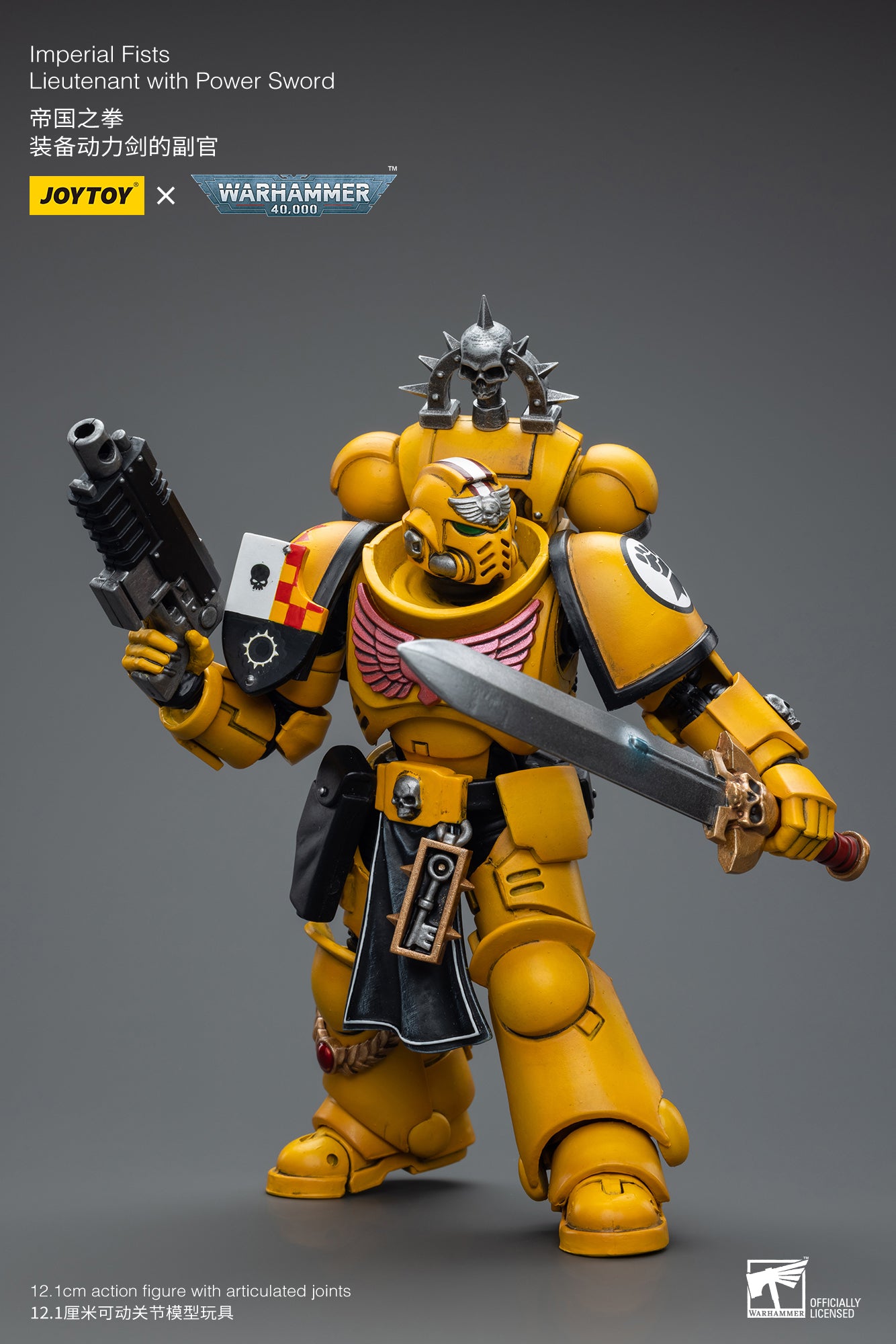 1/18 JOYTOY Warhammer 40K Imperial Fists Lieutenant Action Figure with Power Sword - Collectible Miniature for Tabletop Gaming & Display