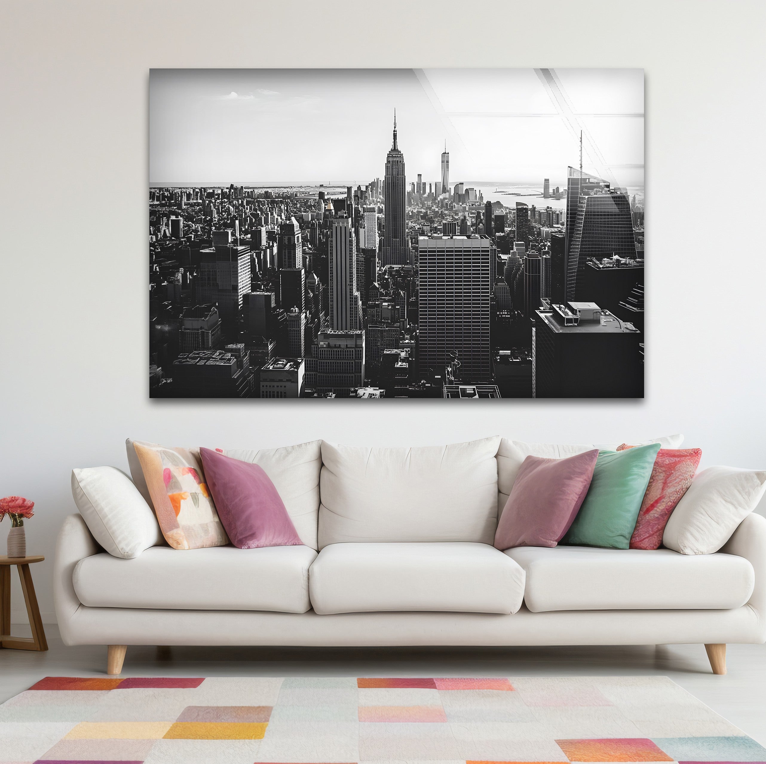 Empire State Building Glass Wall Art - Black & White NYC Skyline Decor for Home & Office | Perfect Gift for New York Lovers