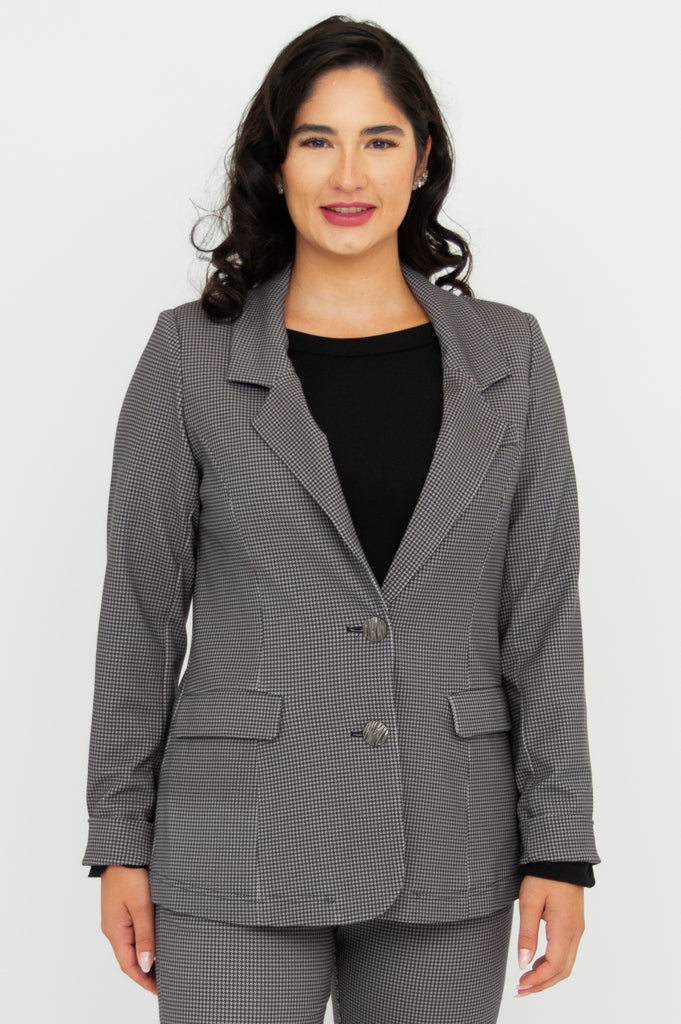 Kacey Women's Blazer Jacket - Stylish Houndstooth Pattern, Soft Modal Fabric for Office Wear, Business Meetings & Formal Events