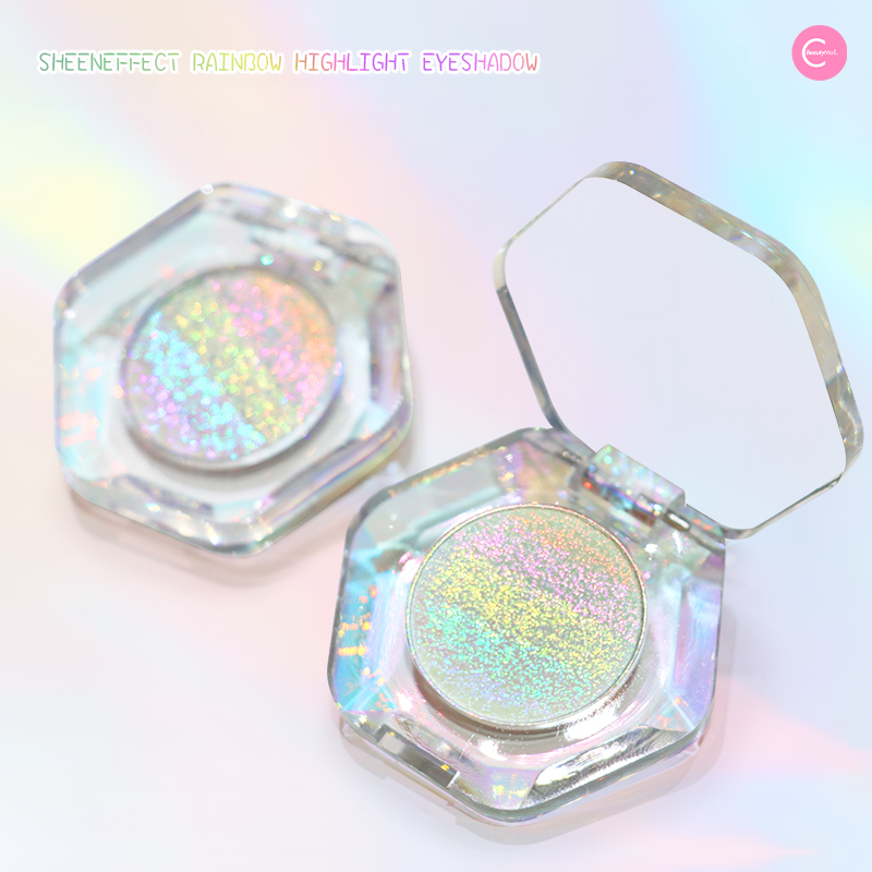SHEENEFFECT Rainbow Chameleon Highlighter & Eyeshadow Palette - Multicolor Shimmer Makeup for Face & Eyes - Perfect for Parties, Festivals & Night Out Glam Looks