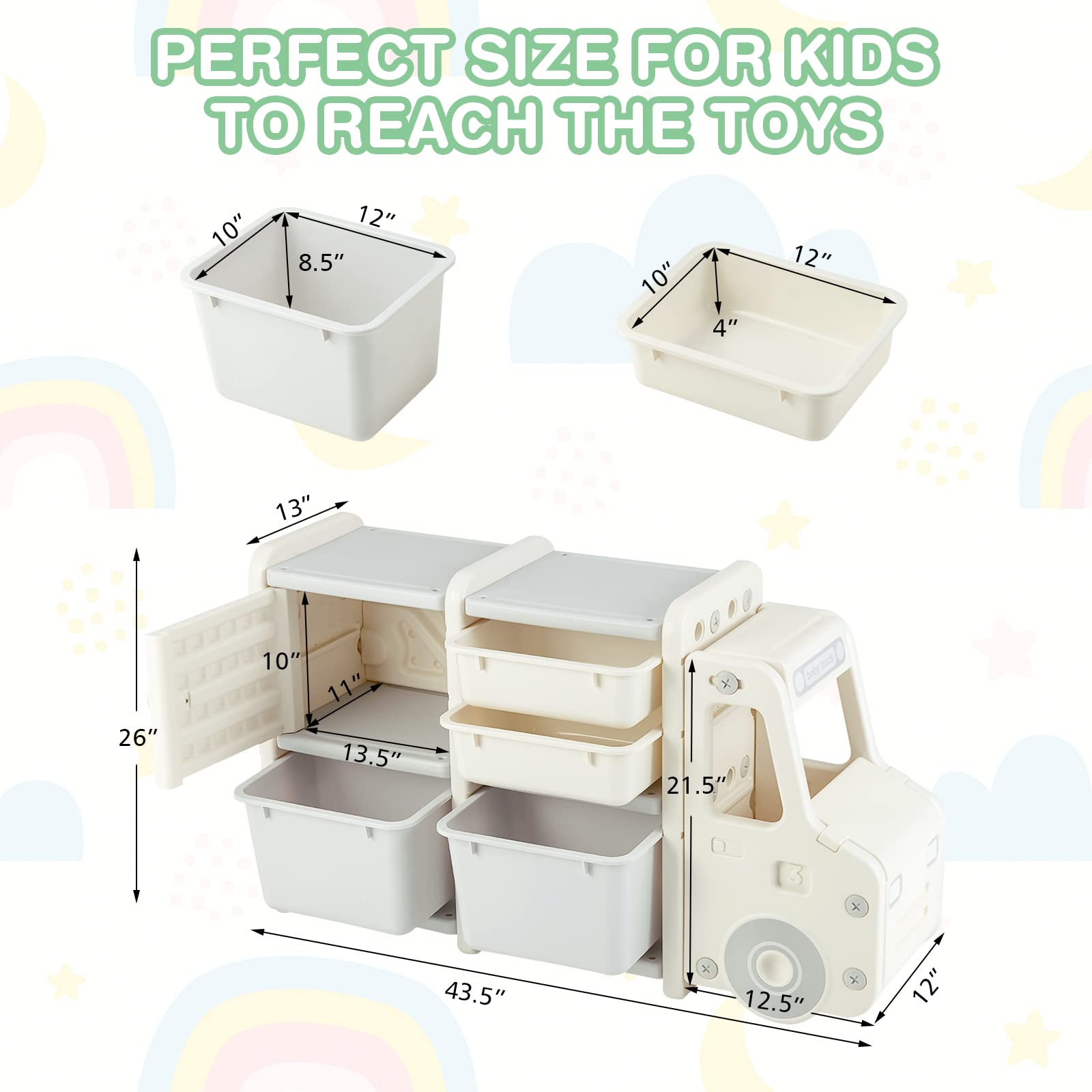 Costzon Kids Toy Organizer & Storage - 2 Large Bins, 2 Drawers, Open Shelf - Multifunctional Toy Chest & Bookcase for Playroom, Bedroom, Nursery (Beige) | Perfect for Organizing Toys, Books & Kids' Room Decor