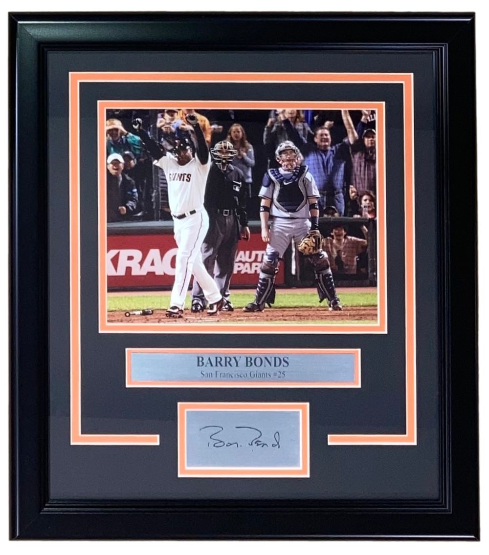 Barry Bonds Autographed San Francisco Giants 8x10 Photo - Framed Collectible with Laser Engraved Signature - Perfect for Sports Memorabilia Display & Man Cave Decor