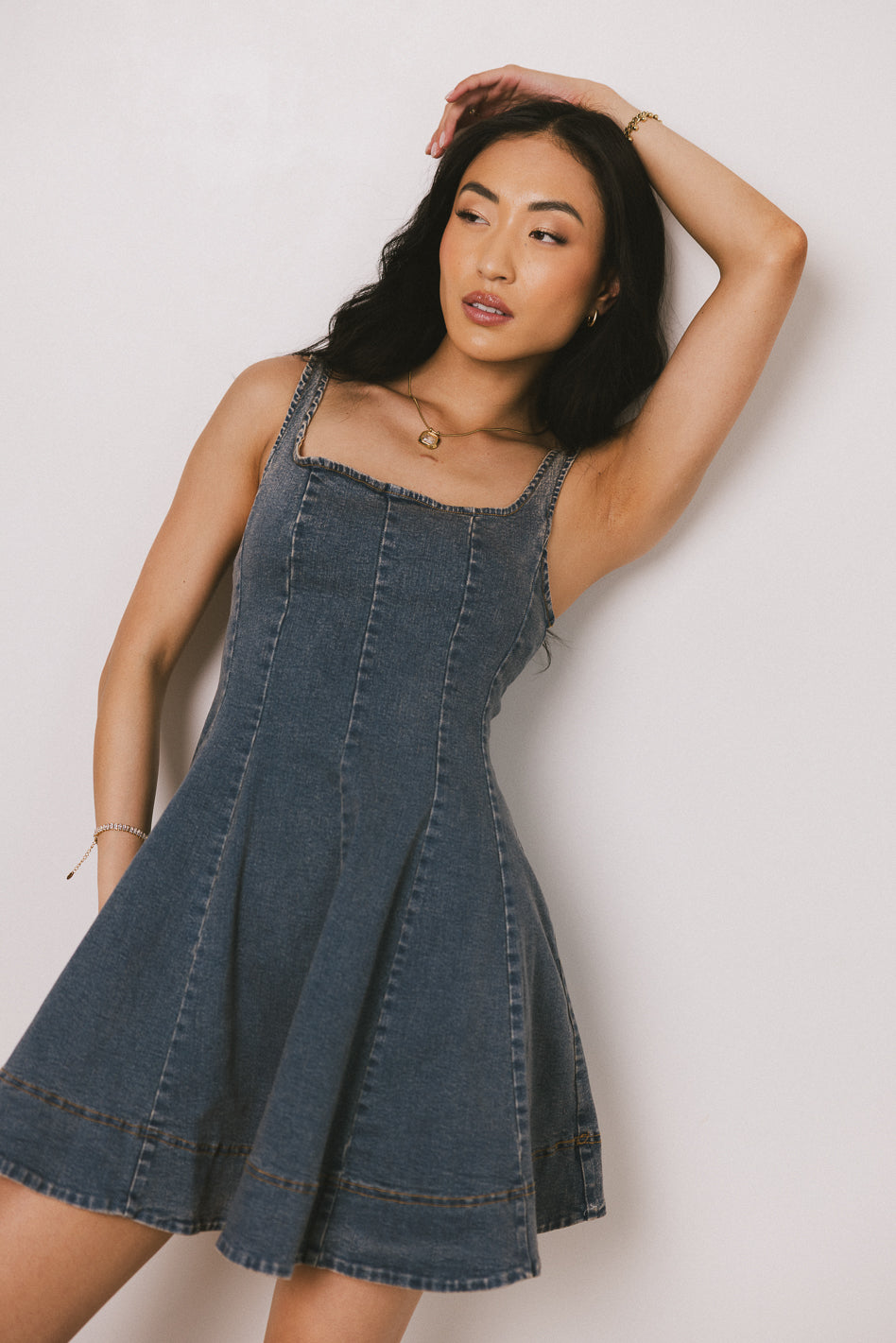 Bennett Denim Mini Dress for Women - Trendy Stretch Denim Skirt Dress with Pockets | Perfect for Casual Outings, Date Nights & Summer Fashion