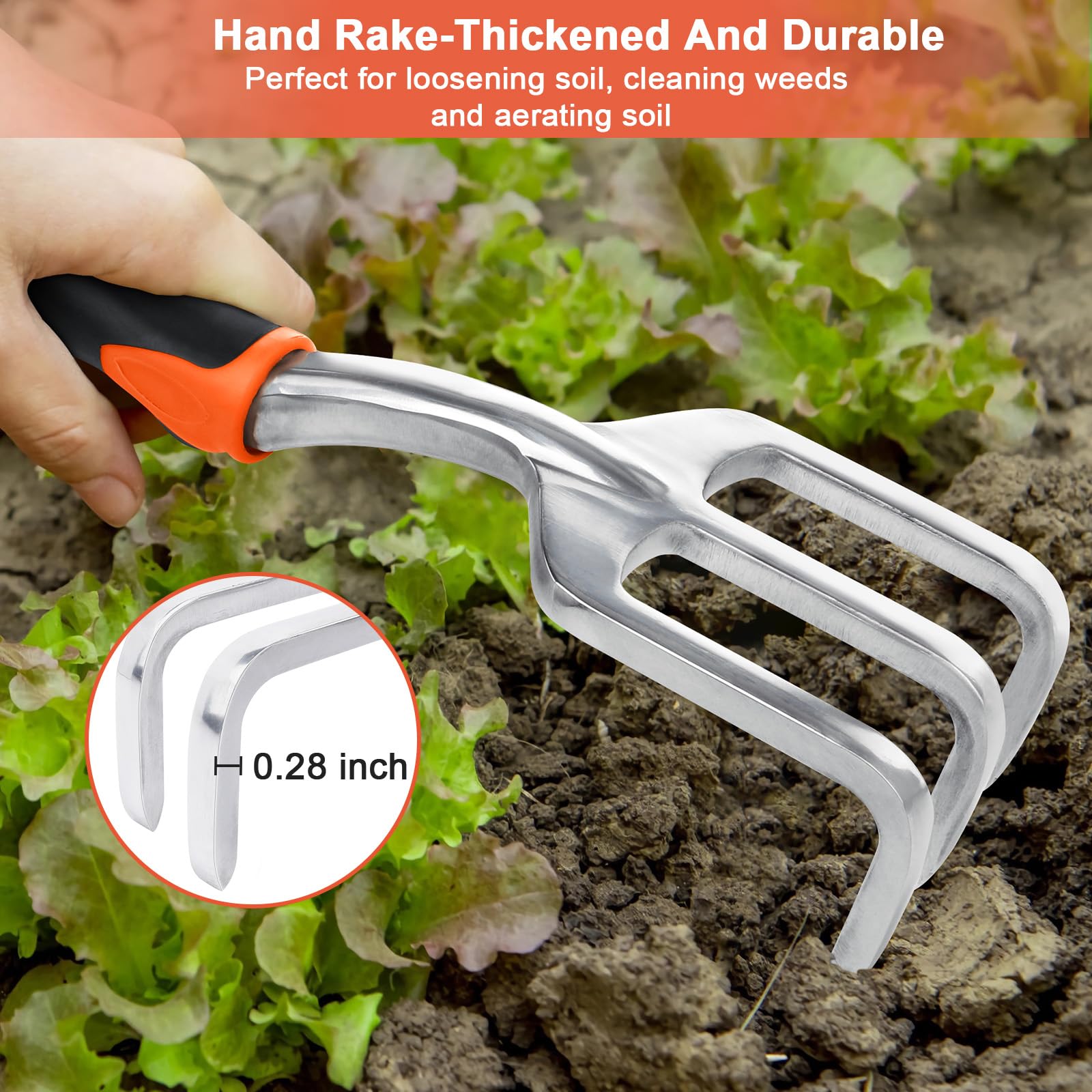 **3-Piece Heavy Duty Garden Tools Set - Aluminum Alloy Shovel, Trowel & Hand Rake with Ergonomic Handle for Planting, Weeding & Lawn Care - Ideal for Home Gardening, Landscaping & Outdoor Activities**