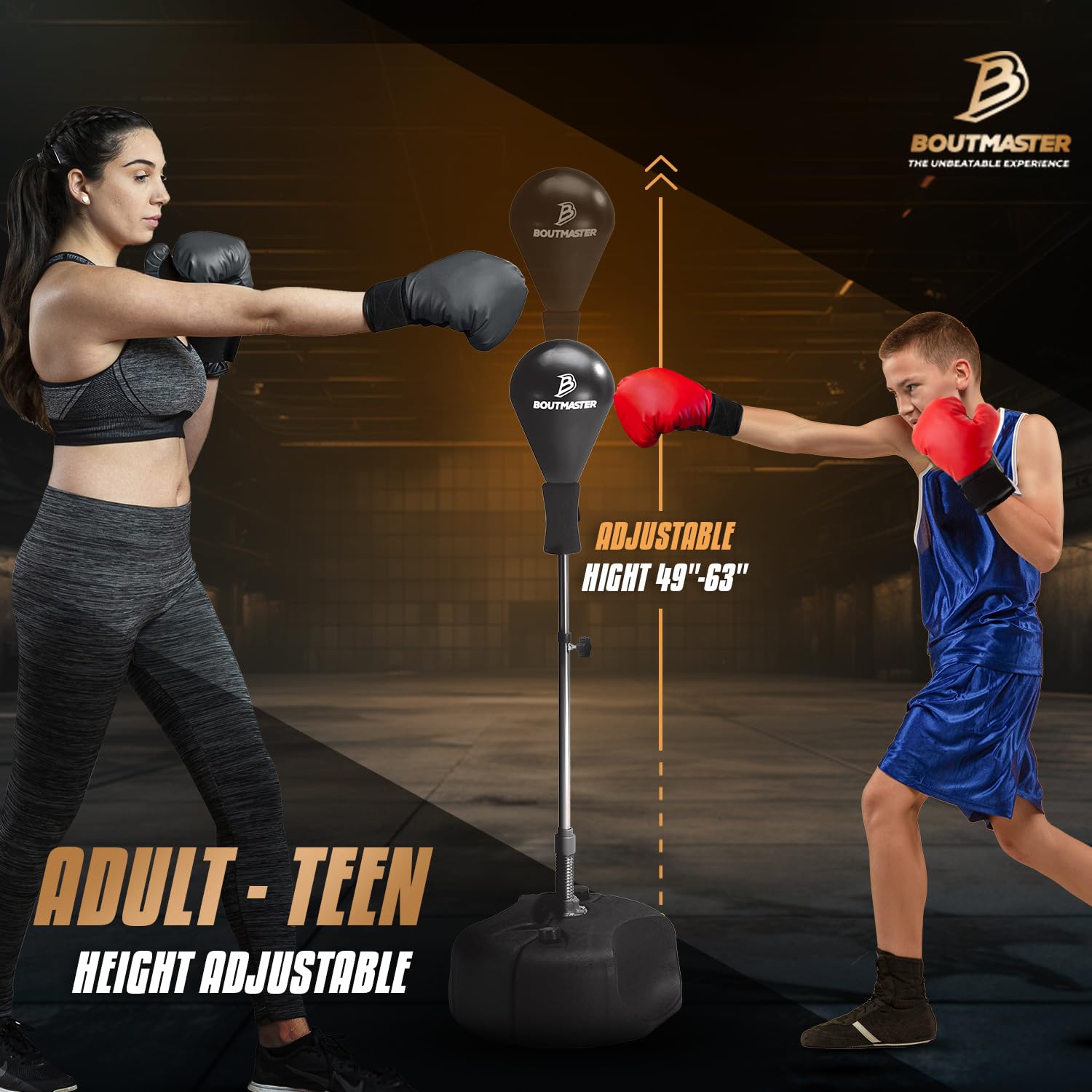 Heavy Duty Punching Bag with Stand - Adjustable Height Boxing Bag for Teens & Adults - Training Speed Bag for Boxing, MMA, Fitness & Stress Relief - Perfect for Home Gym, Garage & Martial Arts Practice