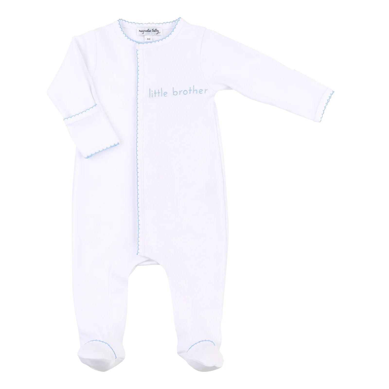 Little Brother Embroidered Footie Pajamas - Soft Cotton Baby Sleepwear for Boys | Perfect for Family Photos, Holiday Gifts & Cozy Bedtime