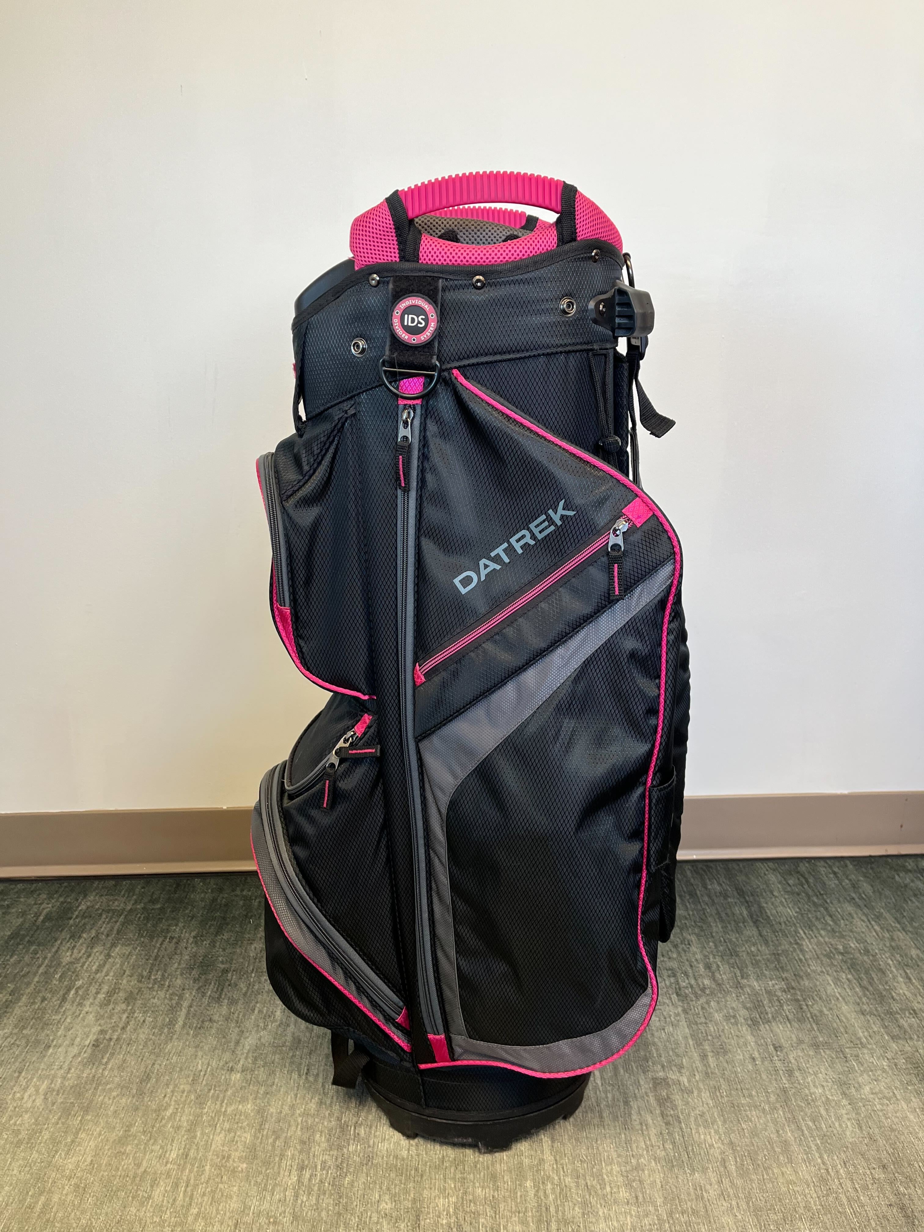 Datrek Women's Golf Cart Bag - Lightweight Black & Pink Stand Bag with Adjustable Strap & Waterproof Rain Cover - Perfect for Golf Course & Driving Range Use