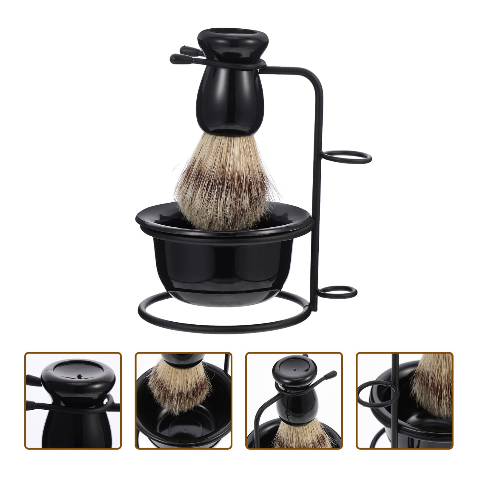 Premium Metal Shaving Brush Holder & Stand - Durable Beard Grooming Kit for Men with Convenient Shaving Mug & Mixing Bowl | Perfect for Home Barbershop, Travel & Gift for Men