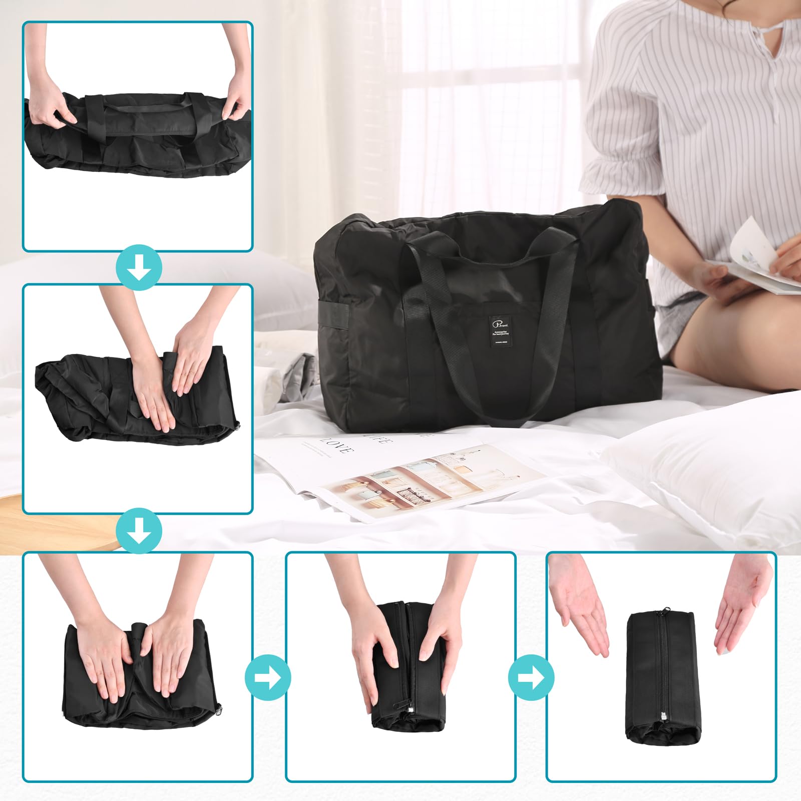 TRIWONDER Waterproof Travel Duffel Bag - Large Weekender Carry On Tote for Women & Men, Hospital Bag for Labor & Delivery, Overnight Luggage with Trolley Sleeve - Perfect for Gym, Beach, Business Trips & Weekend Getaways