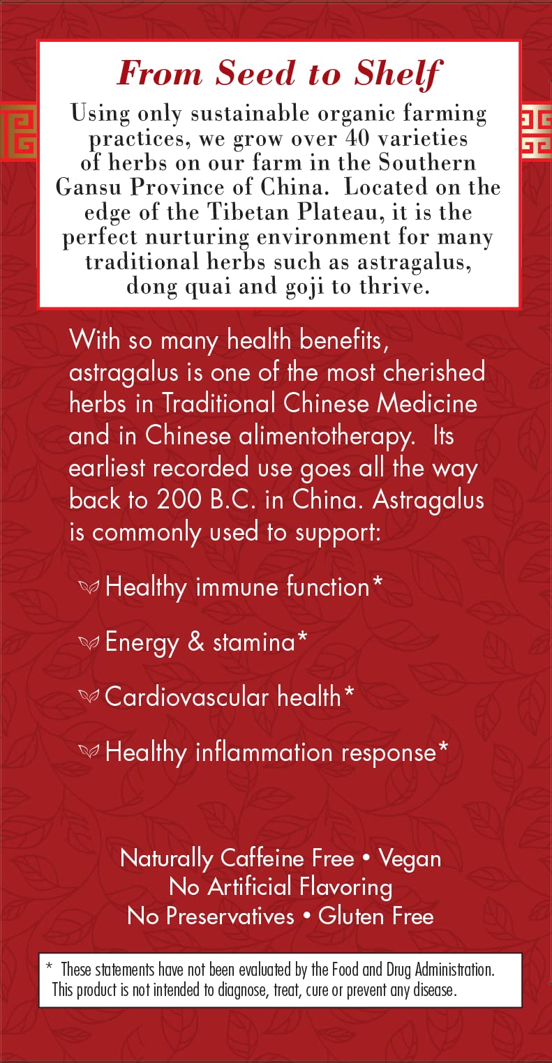 Bravo Tea Astragalus Herbal Tea - Caffeine Free, 20 Tea Bags - Immune Support & Relaxation for Daily Wellness