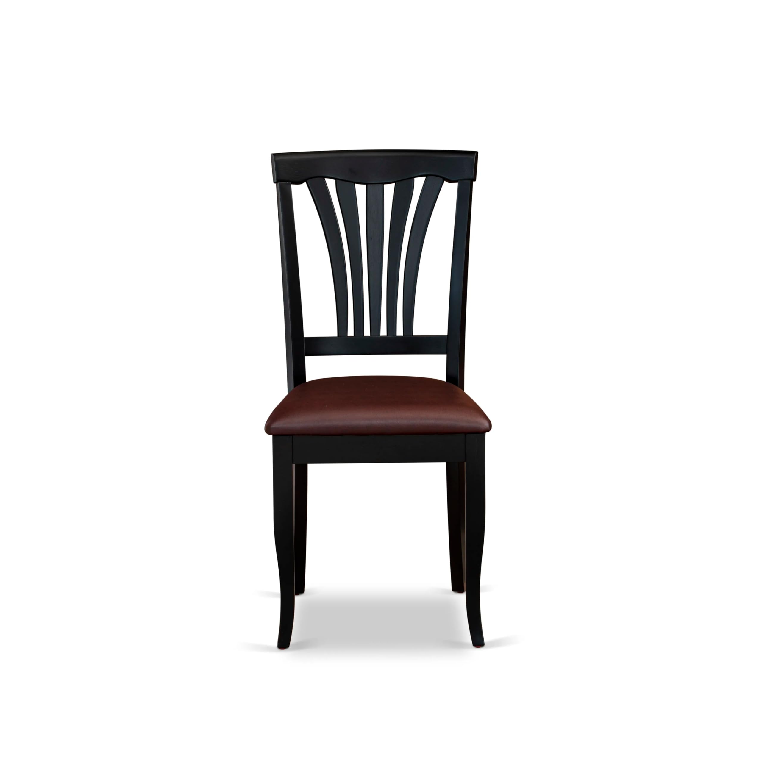 East West Furniture ANAV5-BLK-LC 5-Piece Round Dining Table Set for 4 - 36x36 Inch Black & Cherry Kitchen Table with Pedestal Base & 4 Faux Leather Chairs - Perfect for Small Spaces, Breakfast Nooks & Cozy Family Meals