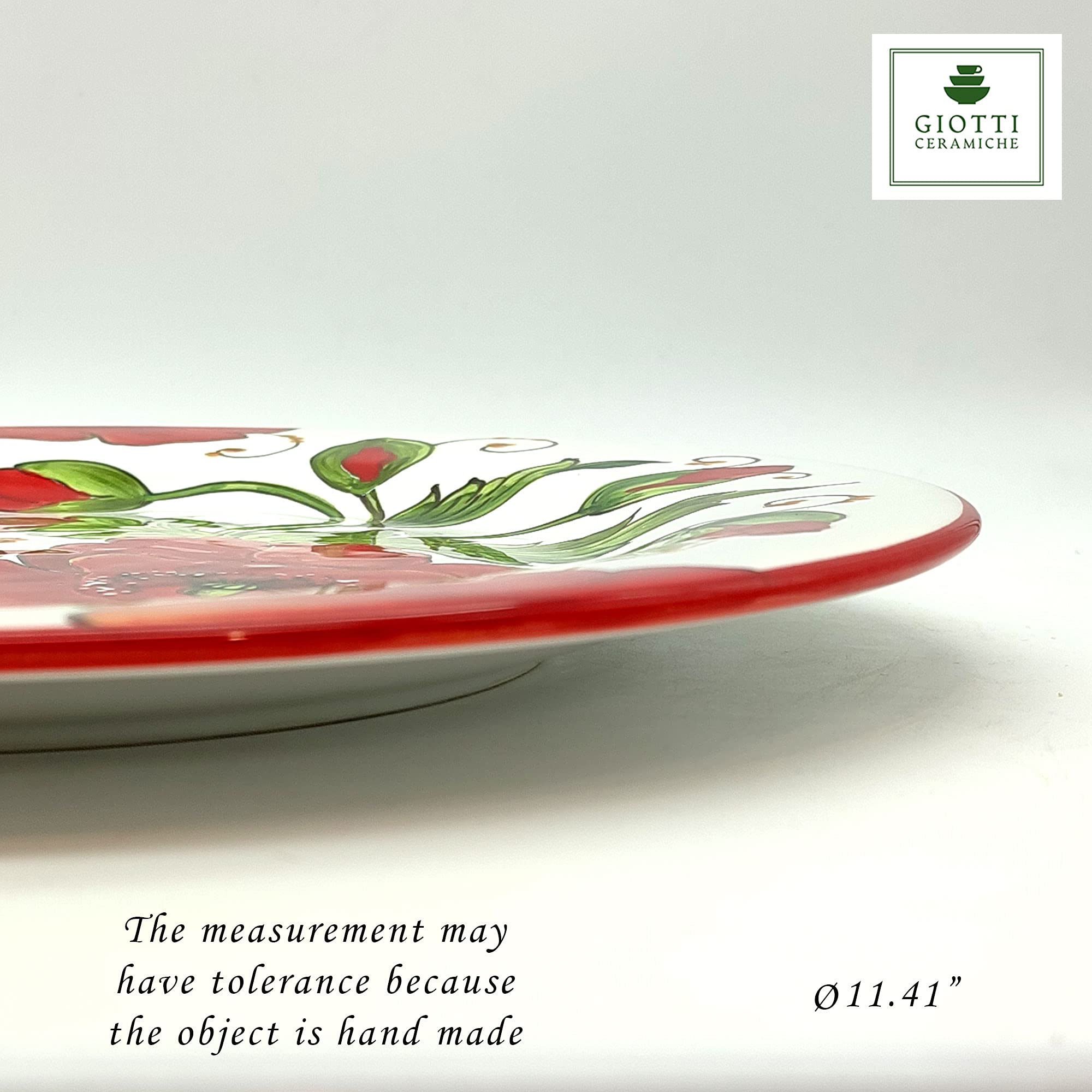 Italian Ceramic Dinnerware Set for 4 - Hand Painted Tuscan Pottery Plates, Bowls & Mugs - Authentic Italian Kitchen Dishes Set - Elegant Home Decor with Poppy Design - Perfect for Family Dinners, Entertaining Guests & Special Occasions