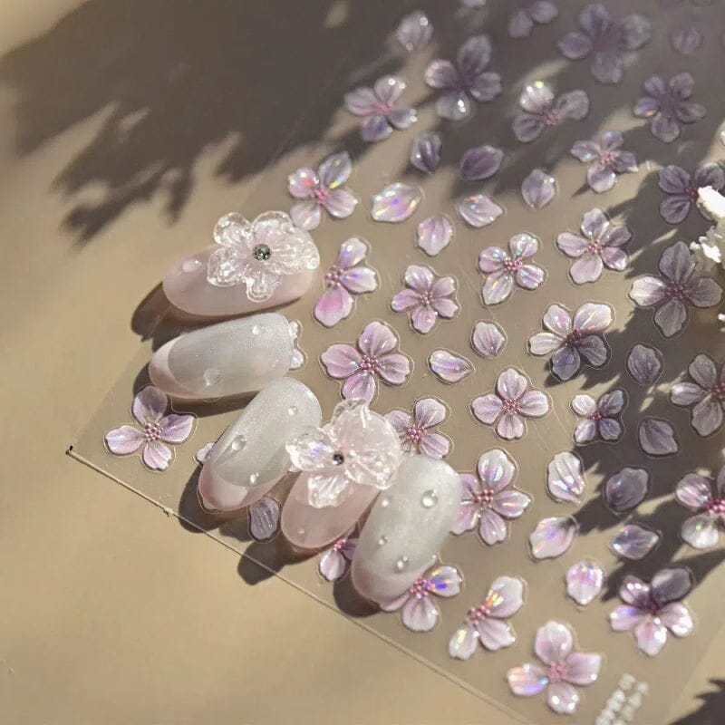 Spring Flowers Blooming Sakura Nail Stickers - Cherry Blossom Nail Art Decals for DIY Manicure | Perfect for Spring Parties, Weddings & Nail Salon Designs