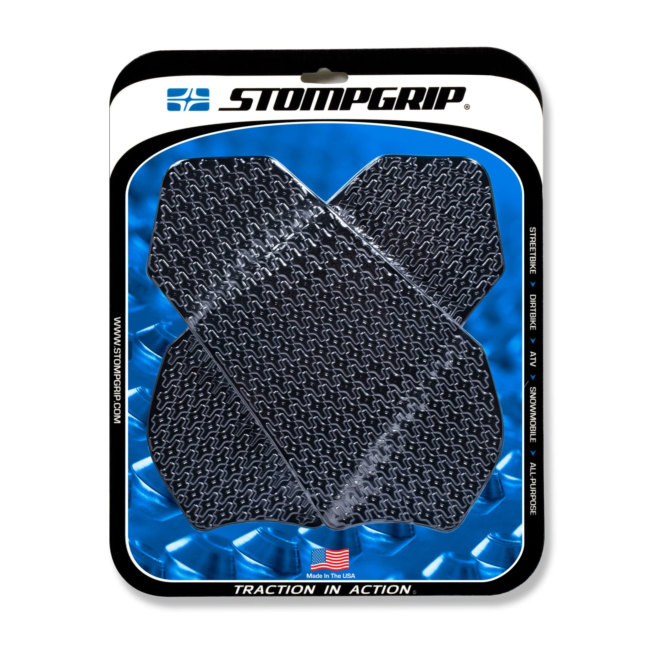Stompgrip Motorcycle Traction Pads - Street Bike Kit for Enhanced Grip & Control - Icon Model 0057 (Black) - Perfect for Sport Bikes & High-Performance Riding