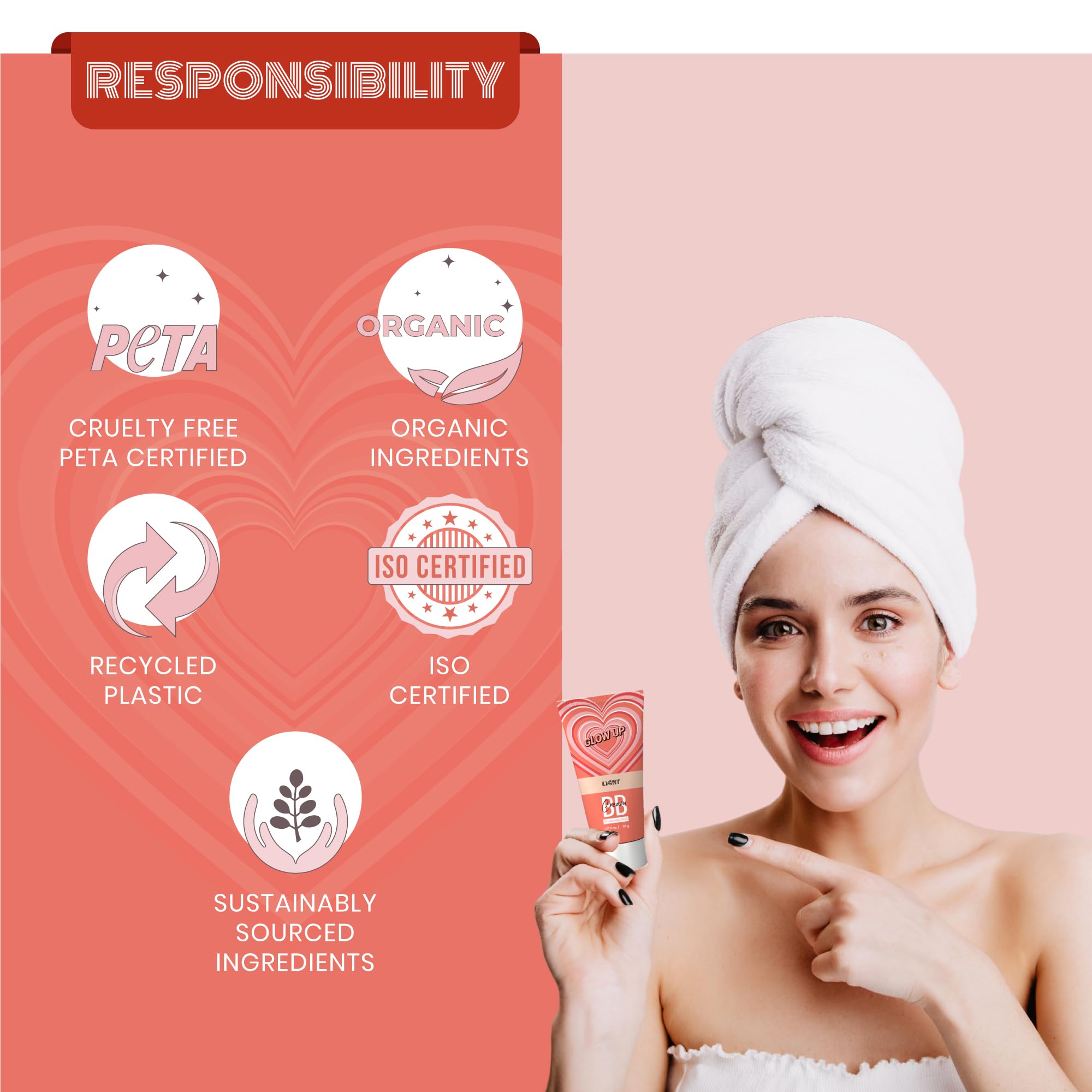 GLOW UP BB Cream 30g - Light Shade with Hyaluronic Acid & SPF 15 | Instant Spot Coverage & Natural Glow | Daily Moisturizing Makeup for Men & Women | Perfect for Work, Date Night & Everyday Wear