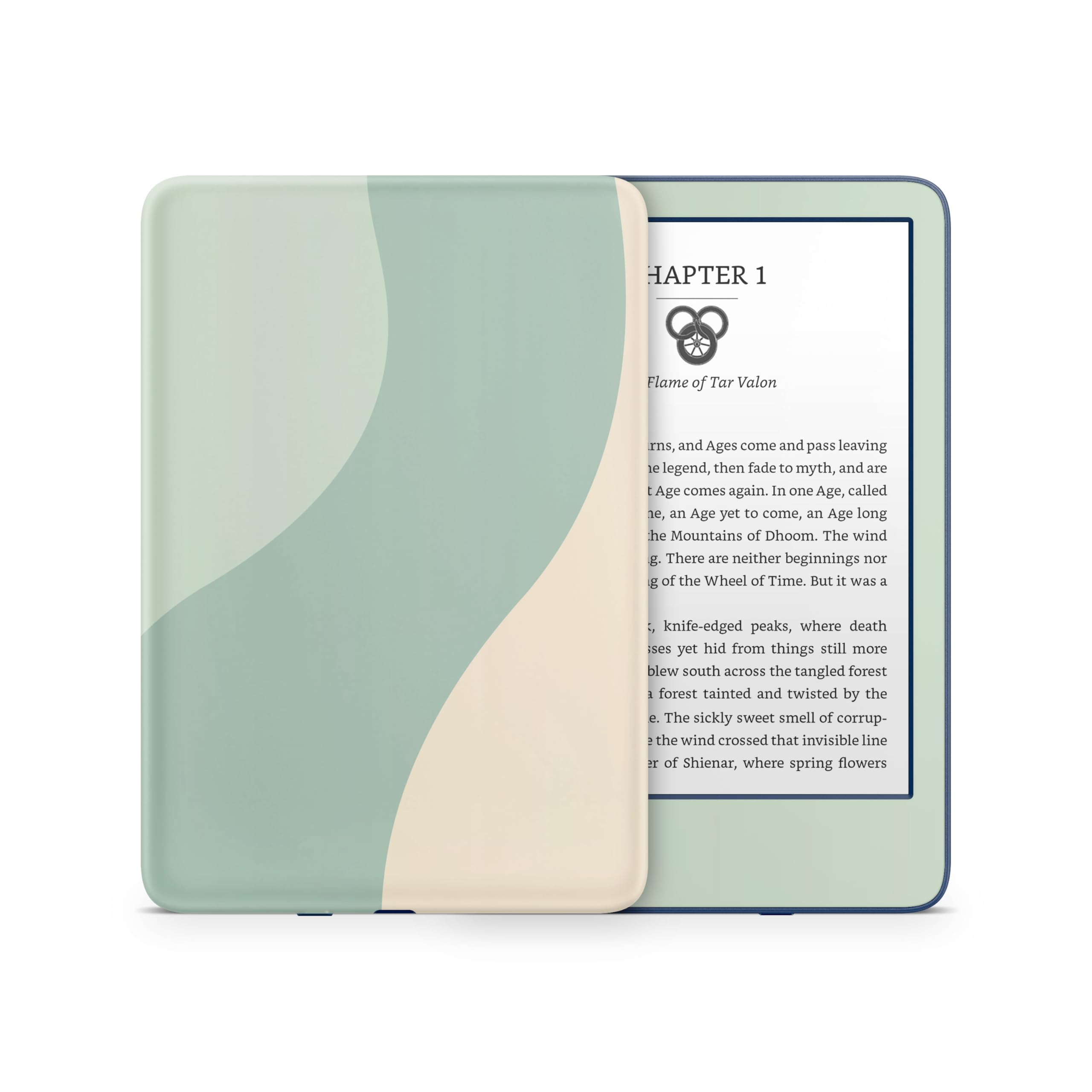 Premium 3M Vinyl Full Wrap Skin Decal for Kindle (11th Gen, 2022) - Green & Cream Colorwave Design - Protective Cover Sticker for Reading, Travel & Daily Use