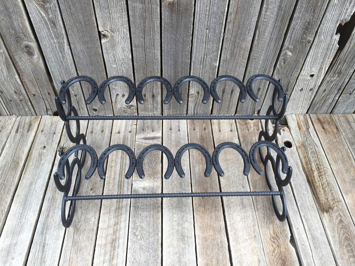 Horseshoe Boot Rack - Rustic Wall Mounted Shoe Organizer for Entryway, Mudroom & Closet - Heavy Duty Metal Boot Holder for Cowboy, Work & Winter Boots Storage