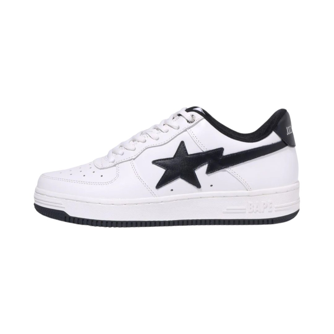 BAPE x JJJJound Bapesta Low Sneakers - White & Navy Leather Casual Shoes for Men | Streetwear Fashion & Urban Lifestyle