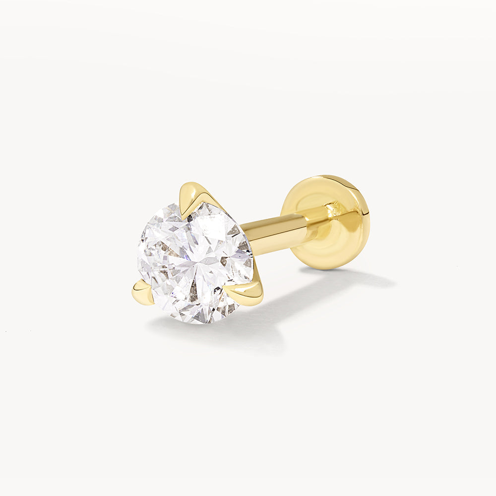 0.20ct Lab Grown Diamond Helix Single Stud Earrings in 10k Gold - Hypoallergenic & Durable for Everyday Wear, Gift for Her, Anniversary & Special Occasions