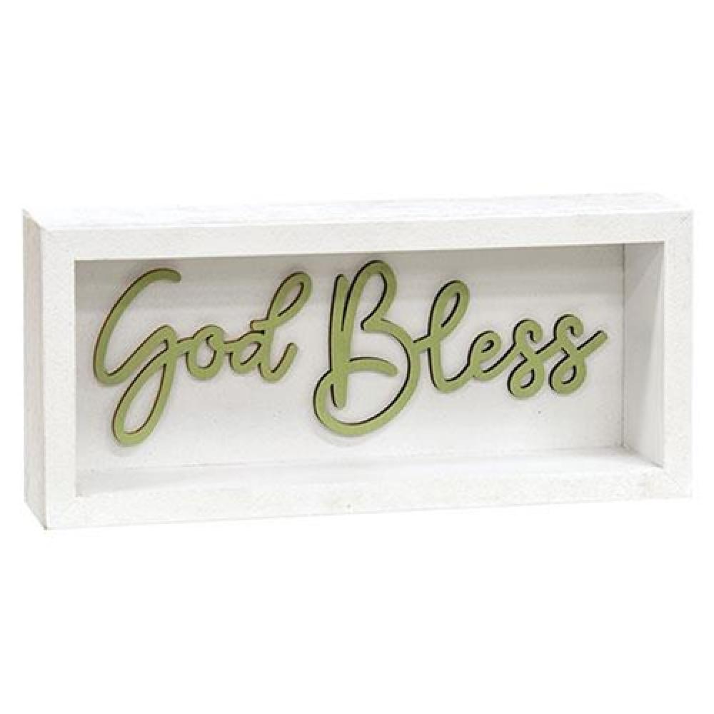 God Bless Shadowbox Frame - Elegant Religious Home Decor for Wall Display - Perfect for Churches, Bedrooms & Gifts