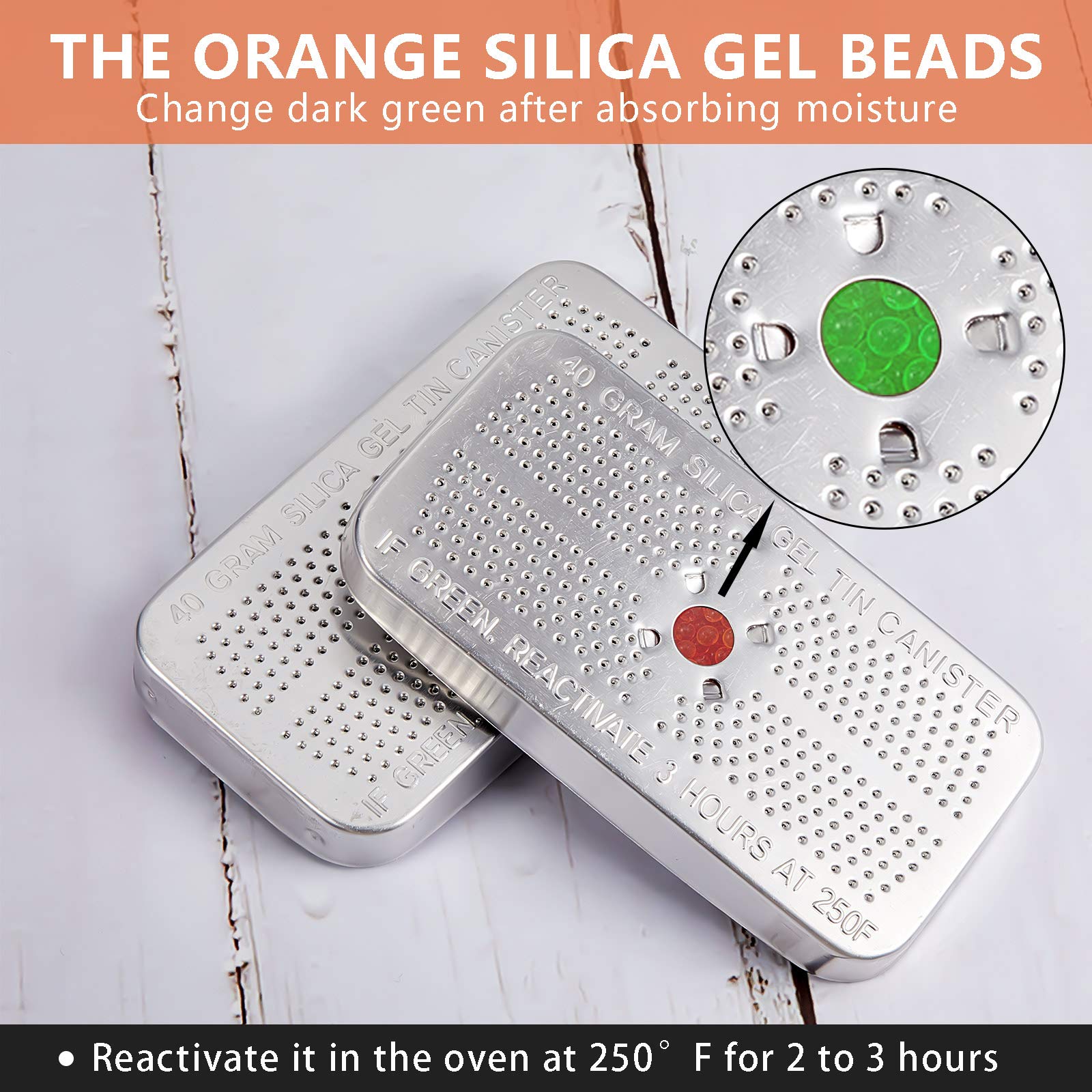 Patelai 3-Pack 40g Reusable Silica Gel Dehumidifier Canisters - Moisture Absorber Desiccant (Color-Changing Orange to Green) for Car, Closet, Cabinet, Storage Box, Suitcase & Travel Bags | Prevent Mold & Protect Valuables from Humidity