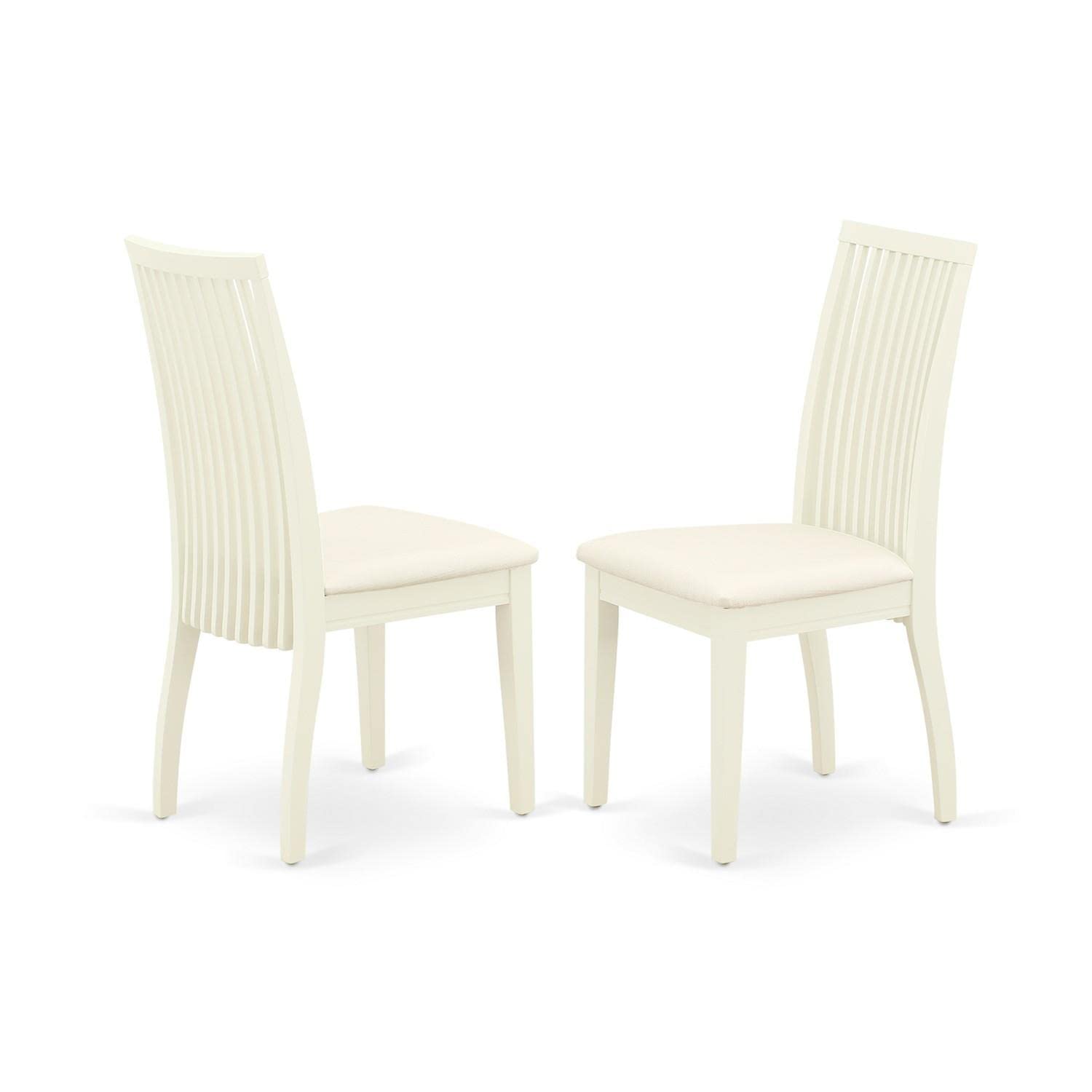 East West Furniture NOIP3-LWH-C 3-Piece Kitchen Dining Set with Extendable Table & 2 Fabric Chairs, 32x54 Inch, Linen White - Perfect for Small Spaces, Breakfast Nooks & Cozy Apartments
