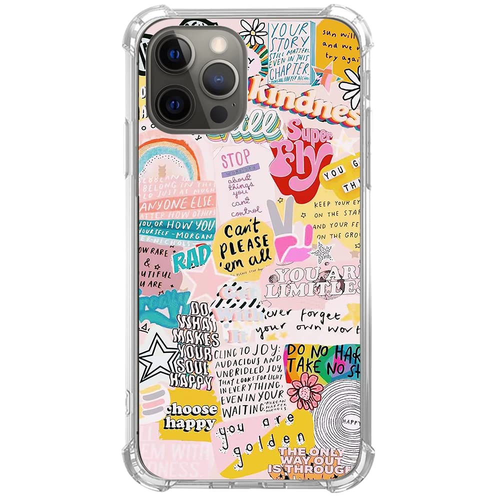 Trendy Hippie Indie Aesthetic Positive Quotes Collage TPU Case for iPhone 13 Pro - Inspirational Phone Cover for Teens, Men & Women | Perfect for Music Festivals, Boho Style & Daily Motivation