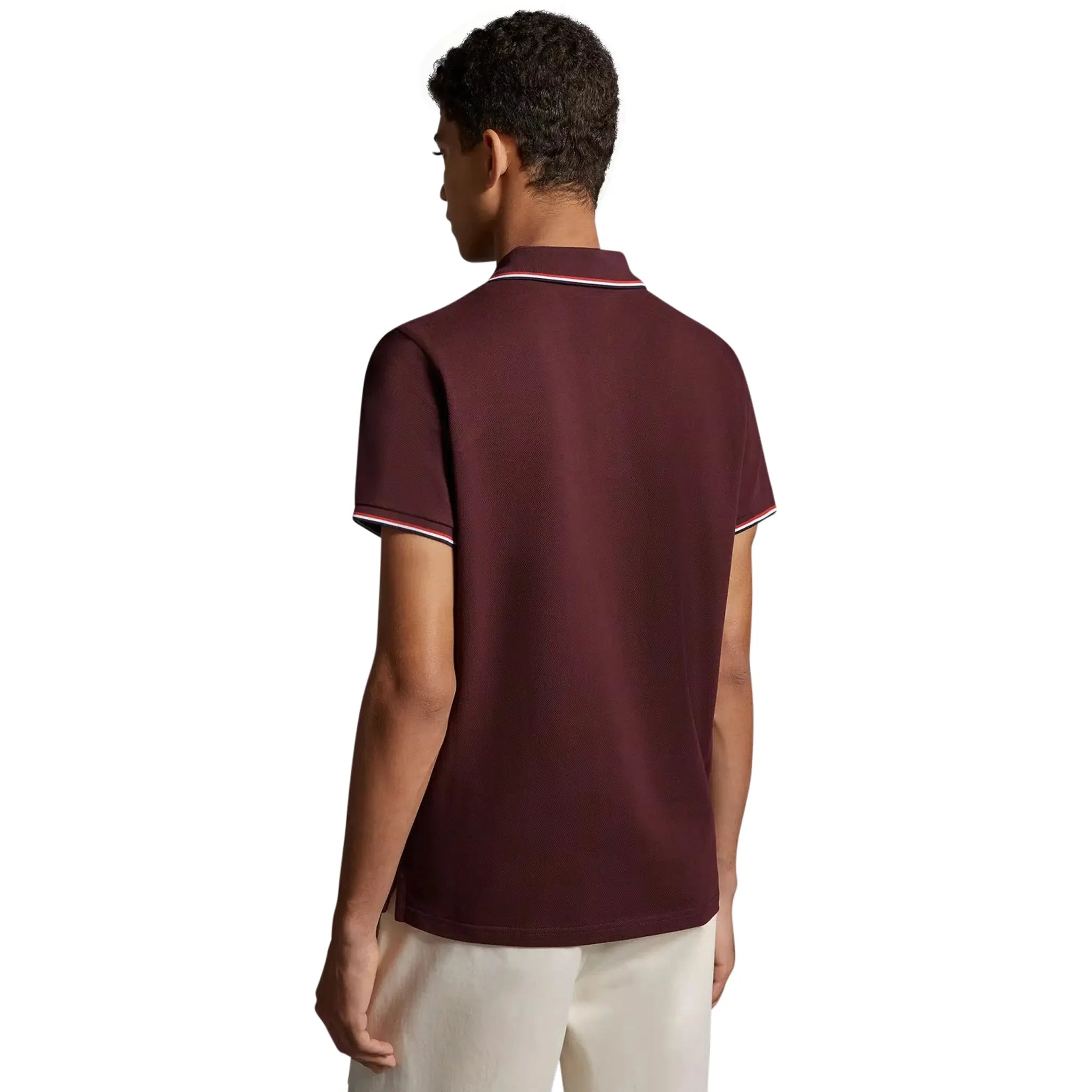 Moncler Men's Burgundy Polo Shirt - Classic Cotton Short Sleeve Casual Shirt for Golf, Business & Summer Wear