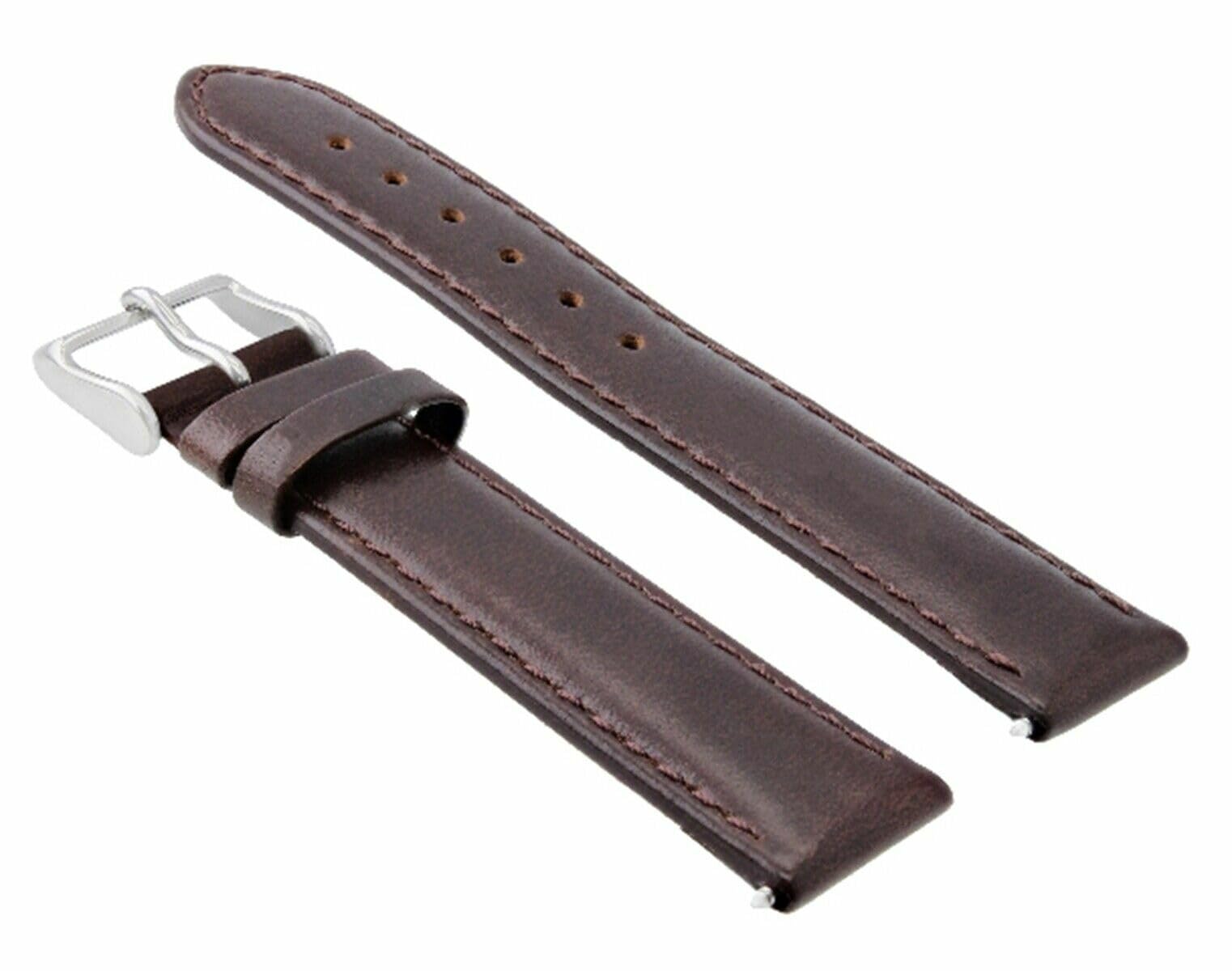 24mm Smooth Leather Watch Band Strap - Compatible with Kenneth Cole Watches - Dark Brown Replacement Strap for Men & Women - Perfect for Business, Casual & Formal Wear