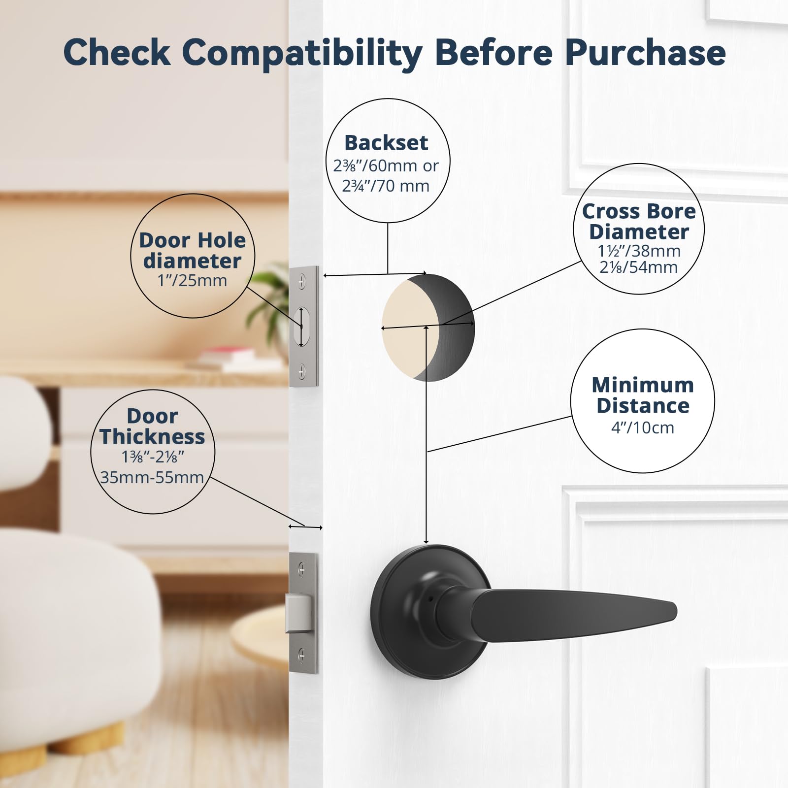 Smart Keyless Entry Door Lock - Fingerprint & Bluetooth Deadbolt with Lever Handle, App Control, Auto Lock & One-Time Code - Zinc Alloy Front Door Security for Homes & Apartments | Ideal for Modern Smart Homes & Vacation Rentals