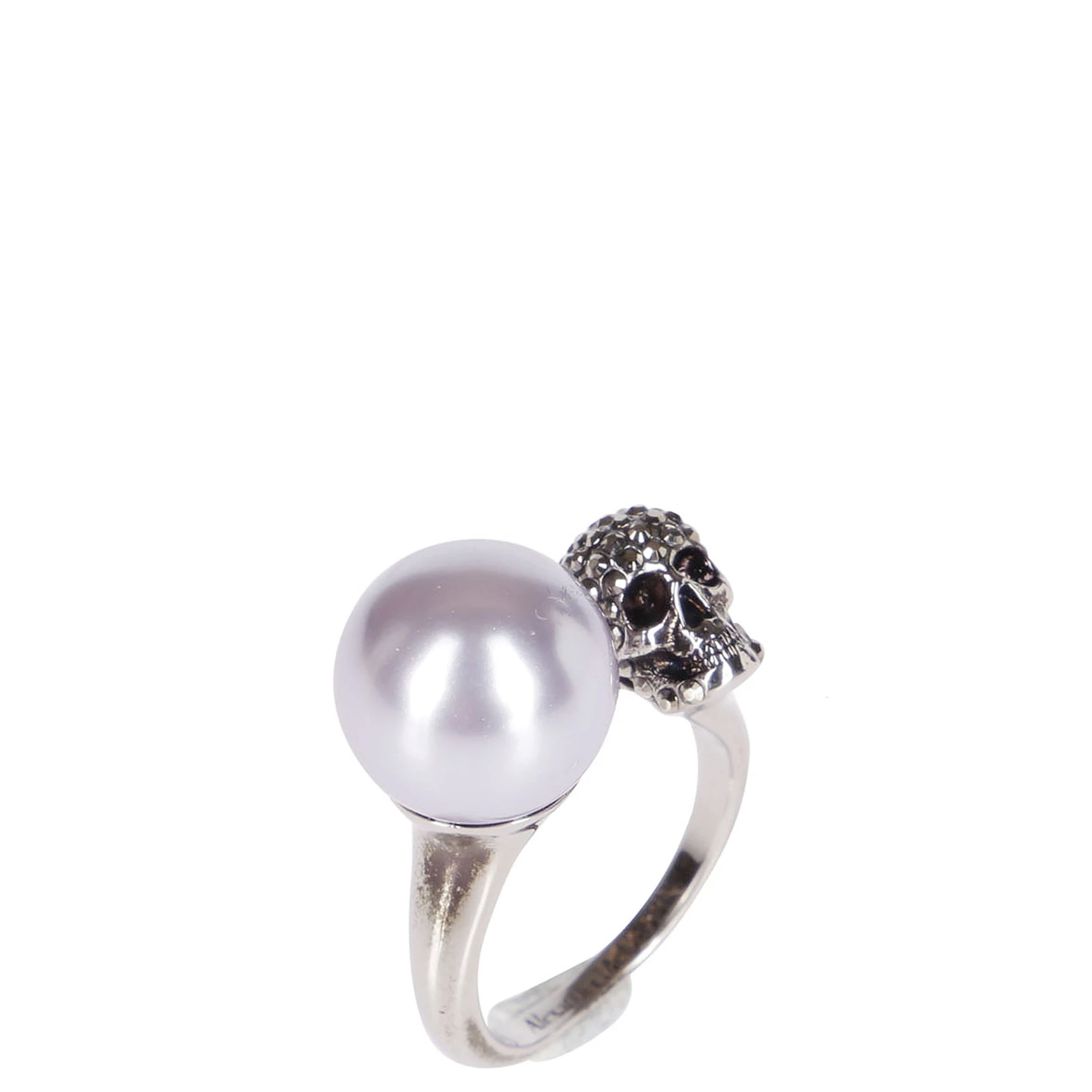 Pearl and Skull Moi et Toi Ring - Sterling Silver Gothic Couple Ring for Women and Men, Perfect for Valentine's Day, Anniversary, and Gothic Fashion Jewelry Lovers