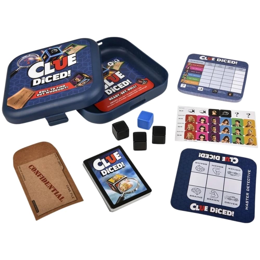Hasbro Gaming Clue Diced Game - Fast & Easy Mystery Dice Board Game for Kids Ages 8+ | Portable Travel & Family Game Night | Perfect Christmas Stocking Stuffer Gift for Boys & Girls | Great for Parties, Road Trips & Indoor Family Fun