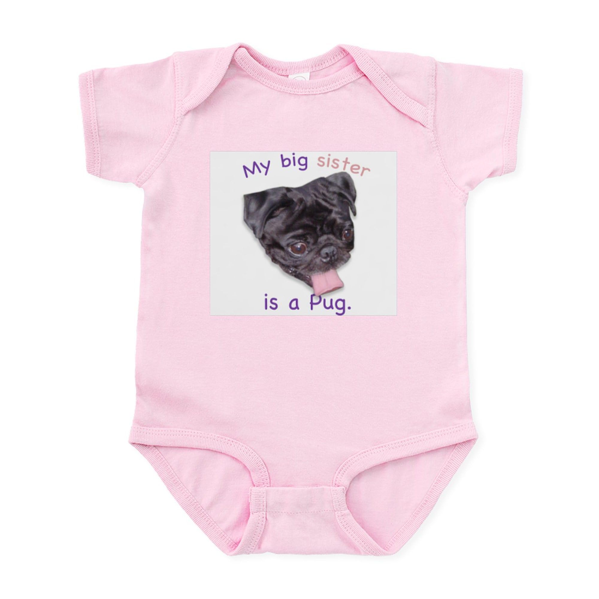 My Big Sister is A Black Pug Baby Bodysuit - Cute Infant Romper & Creeper for Newborns | Perfect for Sibling Photos, Pet Lover Gifts & Family Matching Outfits