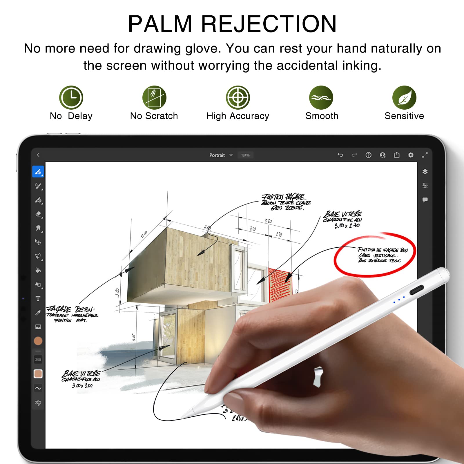 Premium Stylus Pen for iPad (2018-2025 Models) - Magnetic Fast Charging Apple Pencil Alternative with Tilt & Pressure Sensitivity, Palm Rejection - Compatible with iPad Air 3/4/5/M2/M3, iPad Mini 5/6, iPad 6-11, iPad Pro 11