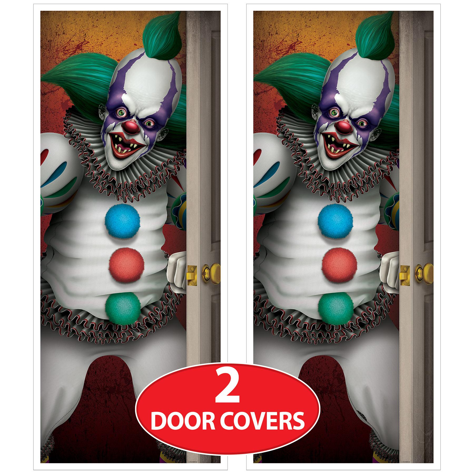 12 Pack Beistle Halloween Creepy Clown Door Cover Decorations - Spooky Party Supplies for Haunted House, Trick or Treat, and Halloween Decor
