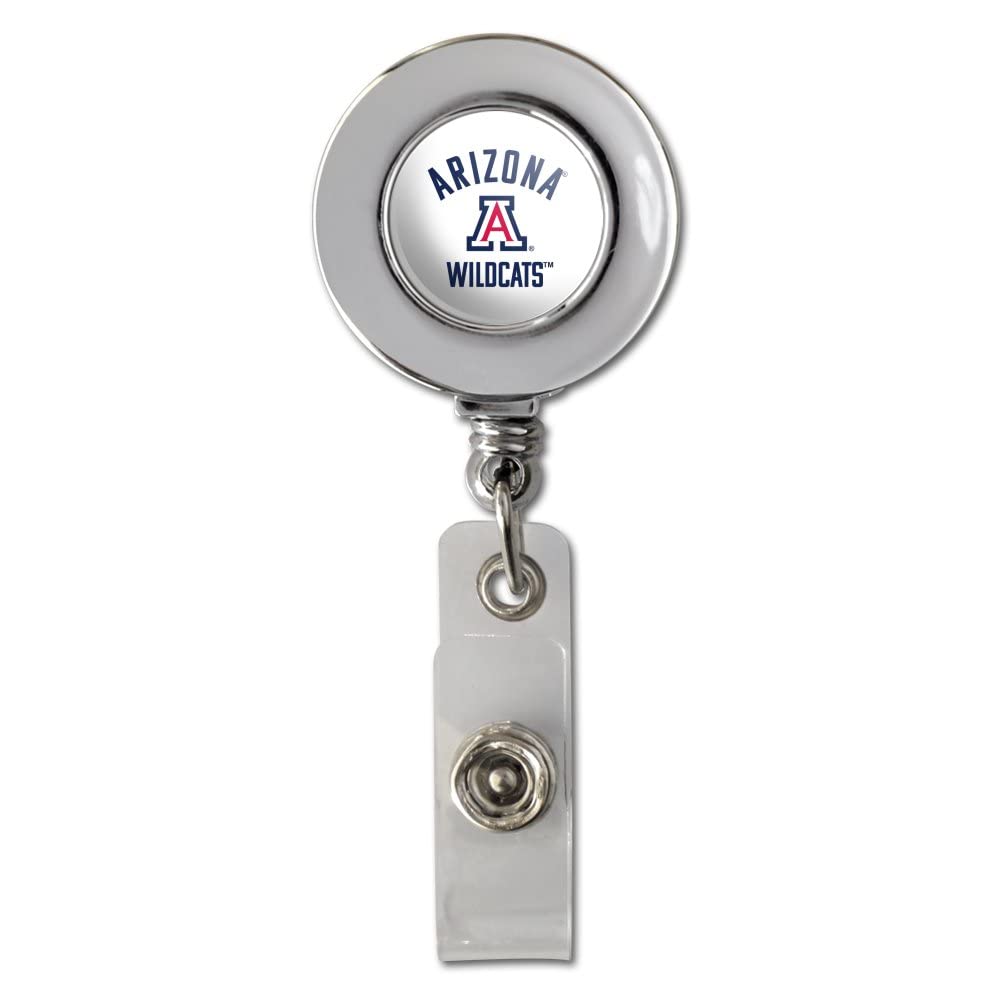 Official University of Arizona Retractable Badge Reel with Logo - Chrome ID Card Holder Clip for Campus, Office & Security Personnel