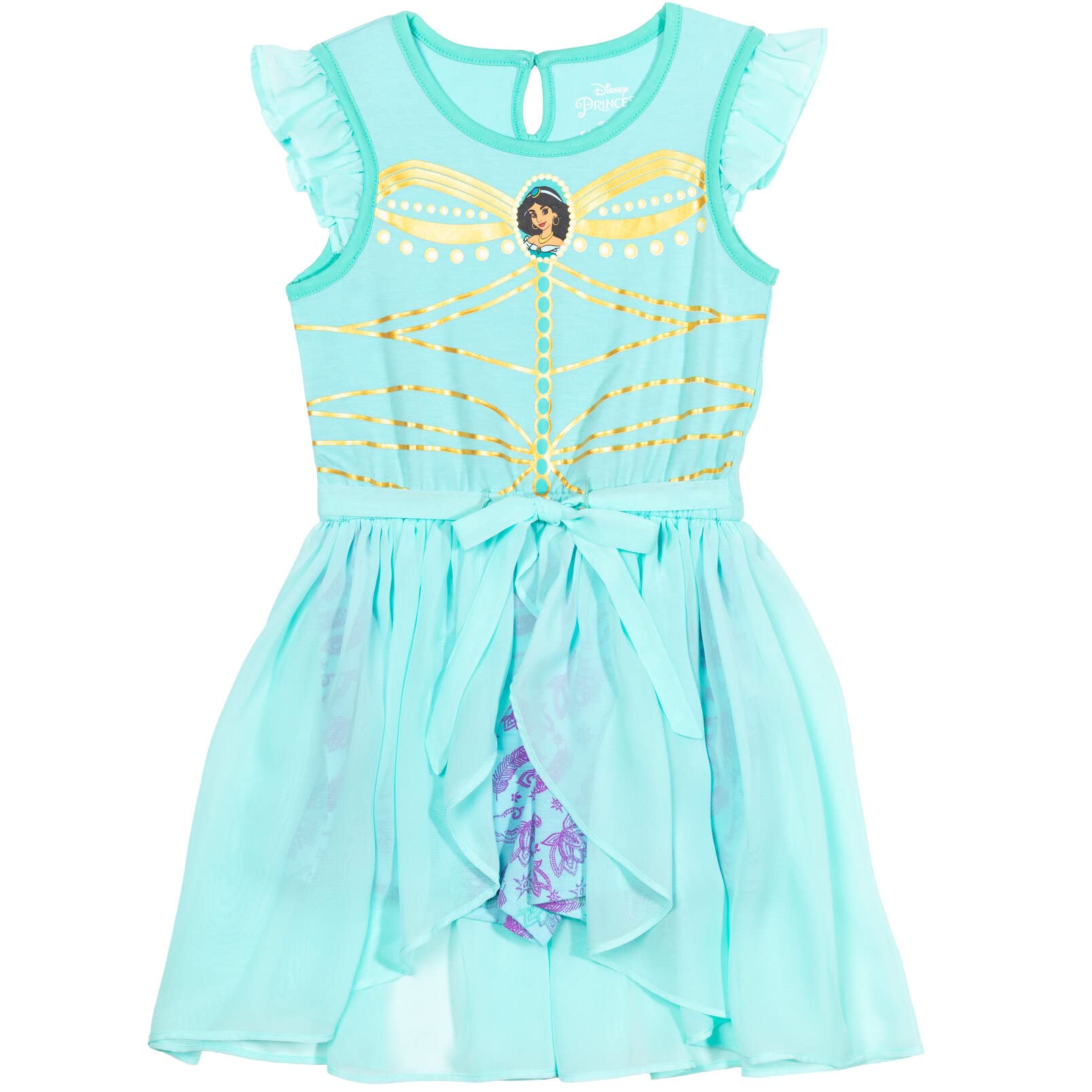 Disney Princess Girls Romper with Skirt Overlay - Cute Toddler to Big Kid Outfit for Birthday, Party & Dress Up Play | Ages 2-8 Years