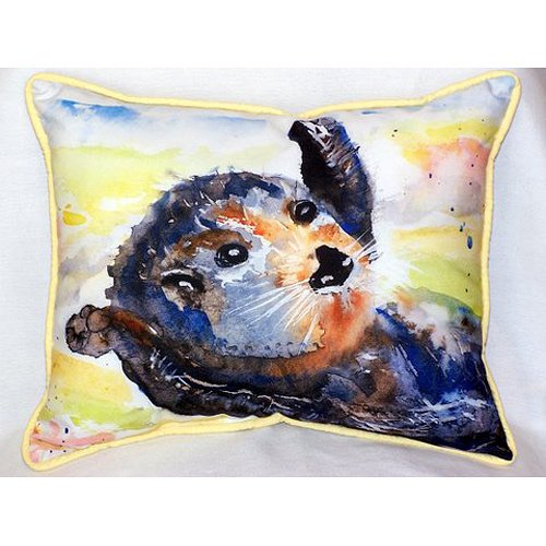 Betsy Drake HJ210 Otter Large Indoor & Outdoor Decorative Pillow 16x20 Inches - Perfect for Sofa, Bed, Patio & Home Decor