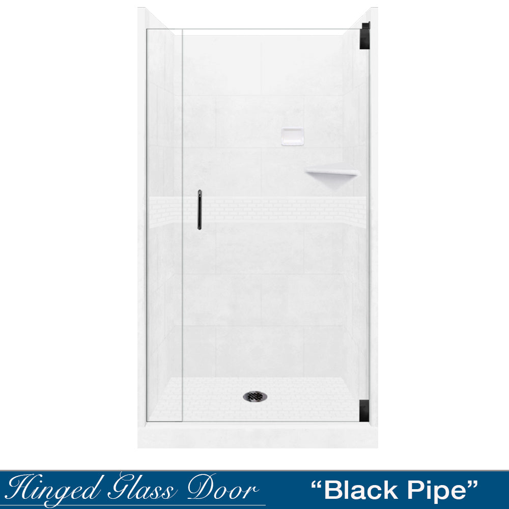 Alcove Natural Buff Sistine Stone & Classic Stone Accent DIY Shower Remodel Kit - Easy Bathroom Upgrade for Home Renovation Projects