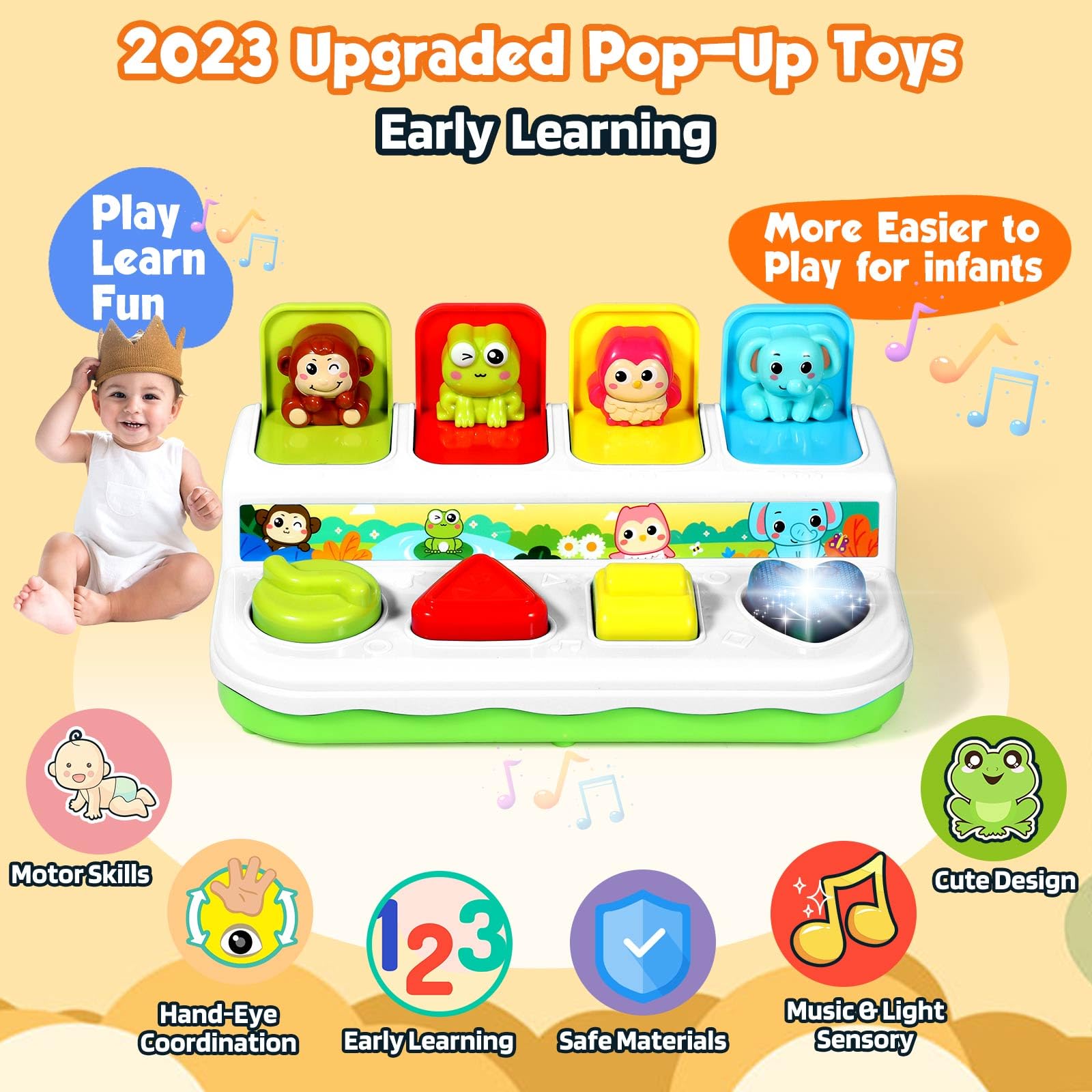 Best Baby Toys for 6-18 Months | Early Learning Cause & Effect Interactive Infant Toys | Musical Pop-Up Toys for Toddlers 1-3 Years | Perfect Gift for Boys & Girls | Great for Playtime, Learning & Sensory Development