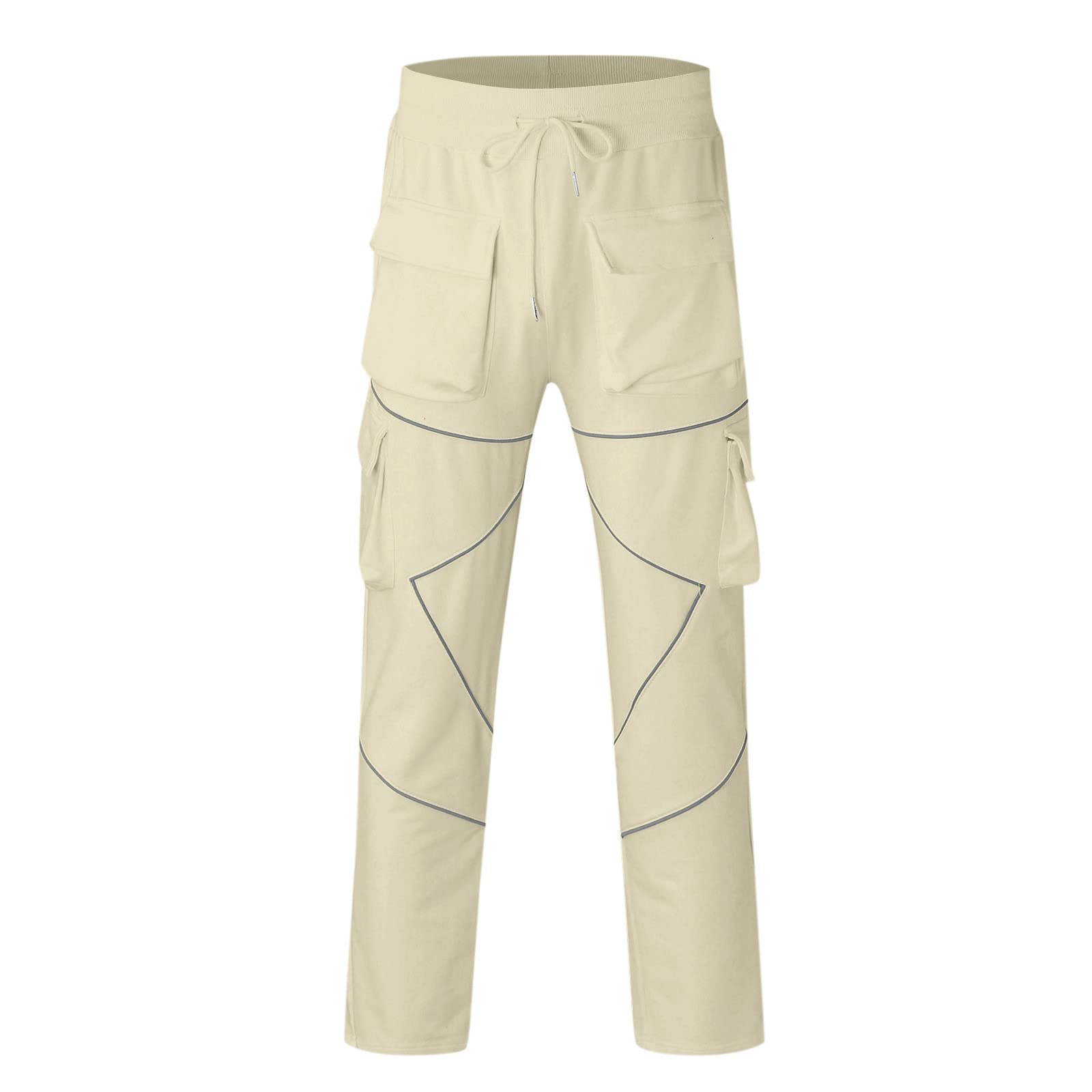 **Men's Reflective Cargo Jogger Pants with Pockets - Comfortable Tracksuit Sweatpants for Running, Gym & Casual Wear**