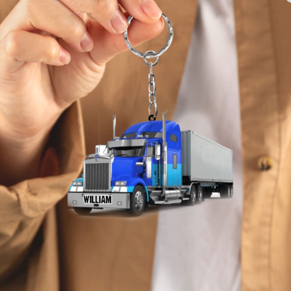 Custom Trucker Acrylic Keychain - Personalized Truck Driver Gift for Men - Great Father's Day Present - Ideal for Work Keys, Car Keys & Gift Giving