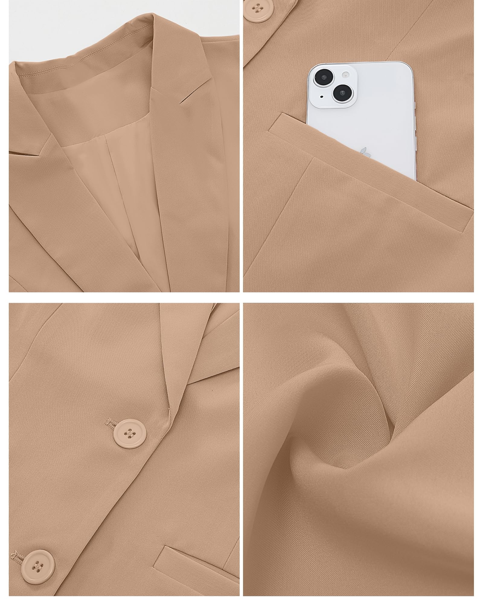 Luvamia Women's Business Casual Blazer Jacket - Professional Long Office Blazer with Lapel Pockets for Work, Interview & Formal Occasions
